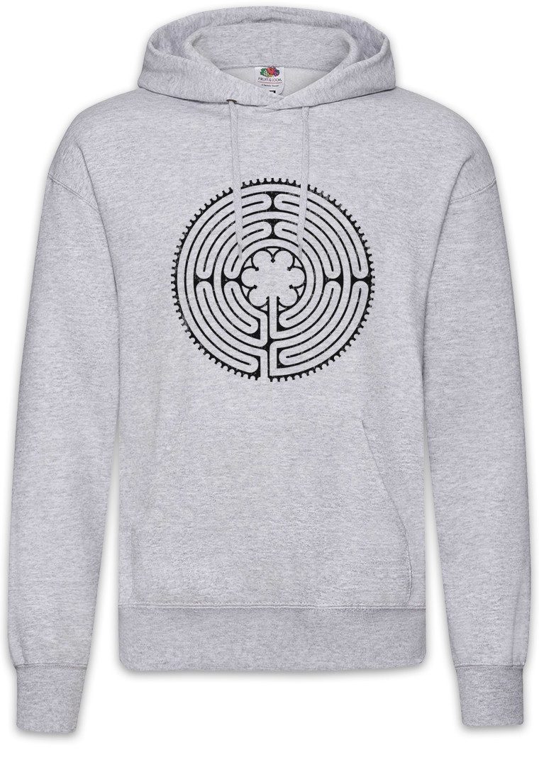 Hoodie Flower Maze Herren Hoodie Labyrinth Esoterik Mystik Spirale Hypnose