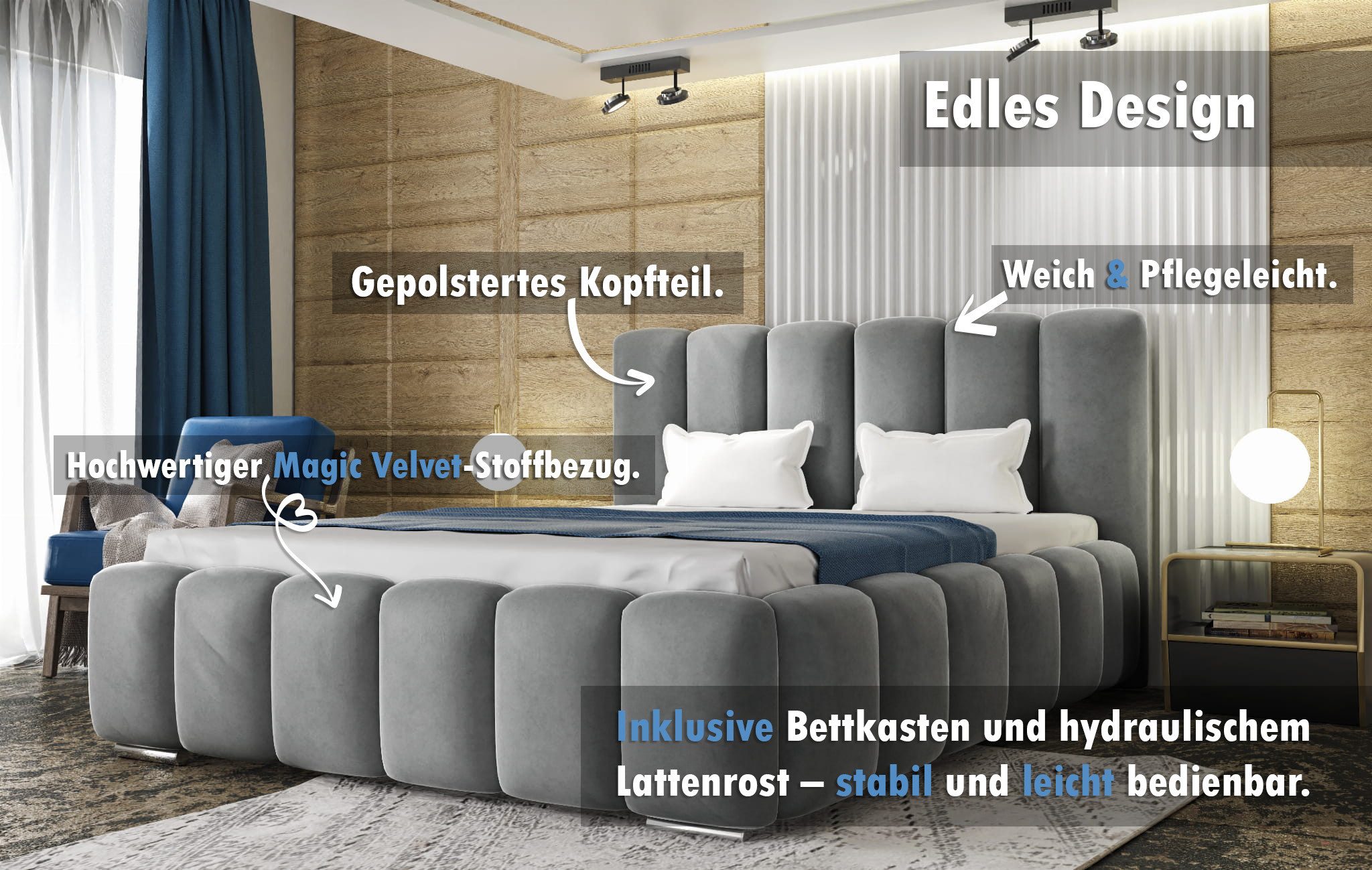 thematys Polsterbett Bettkasten + Lattenrost Stauraumbett 140x200 160x200 1 günstig online kaufen