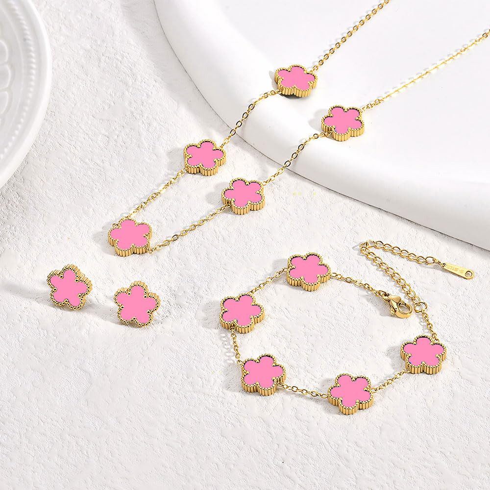 RWEUOQ Schmuckset Kleeblatt Schmuck-Set Armband Halskette günstig online kaufen