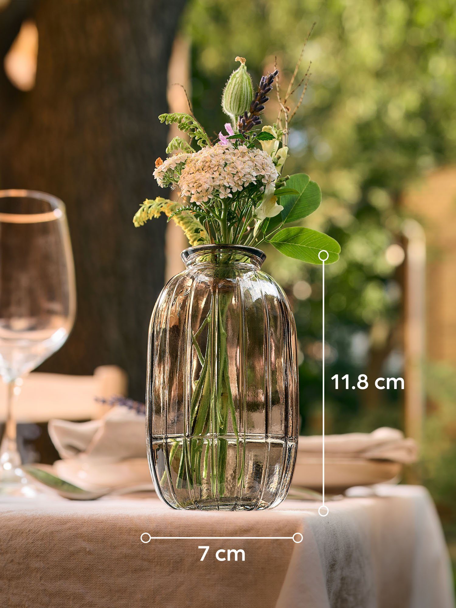 Blumenvasen Stabile Kleine Glasvasen 6 - Runde - Tischvase Minivasen & Hochzeit (Set, Grau - für Spülmaschinenfest Praknu St), Tischdeko 6 Glas Vintage