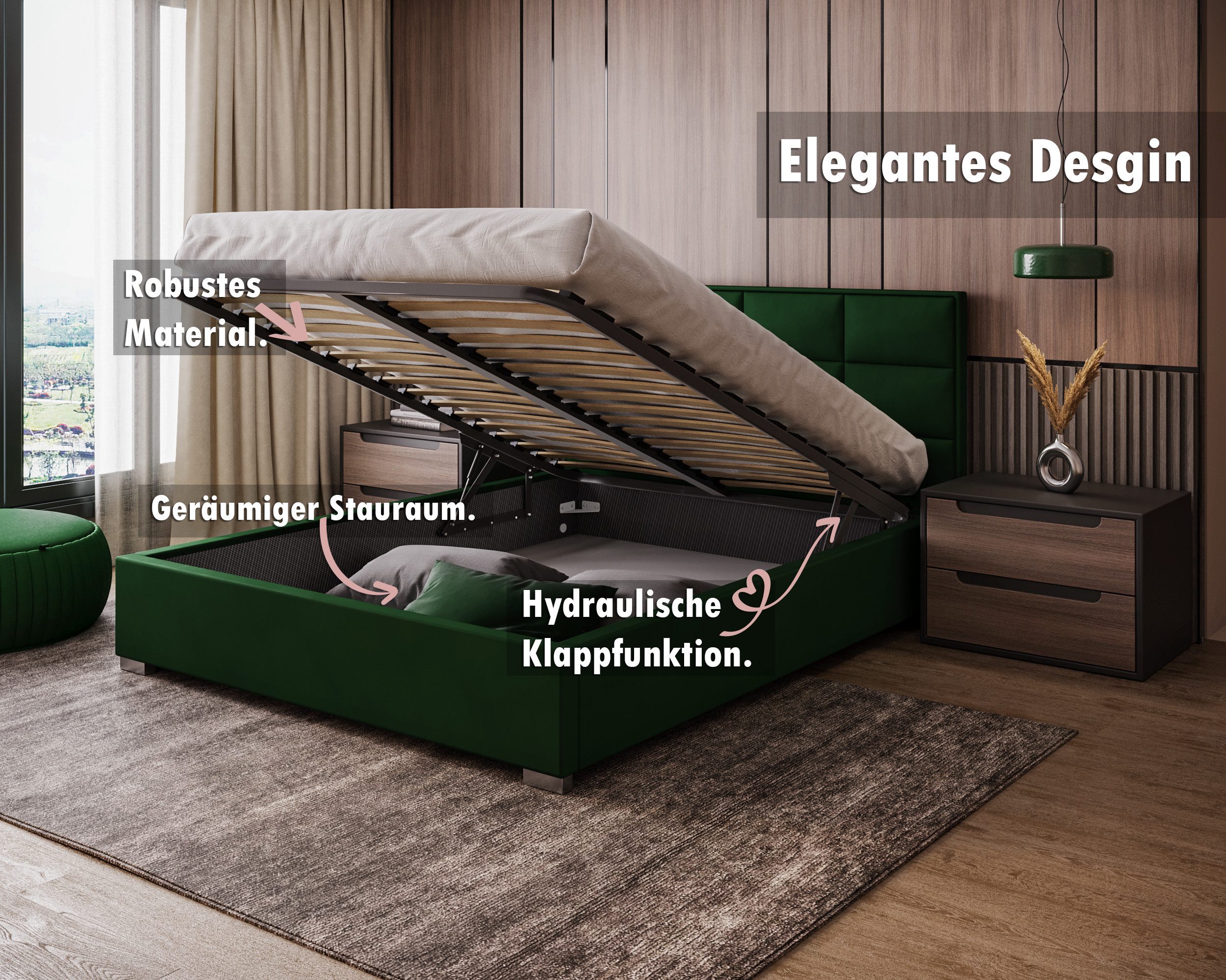 FDM Polsterbett Bettgestell Bettrahmen 120x200, 140x200, günstig online kaufen