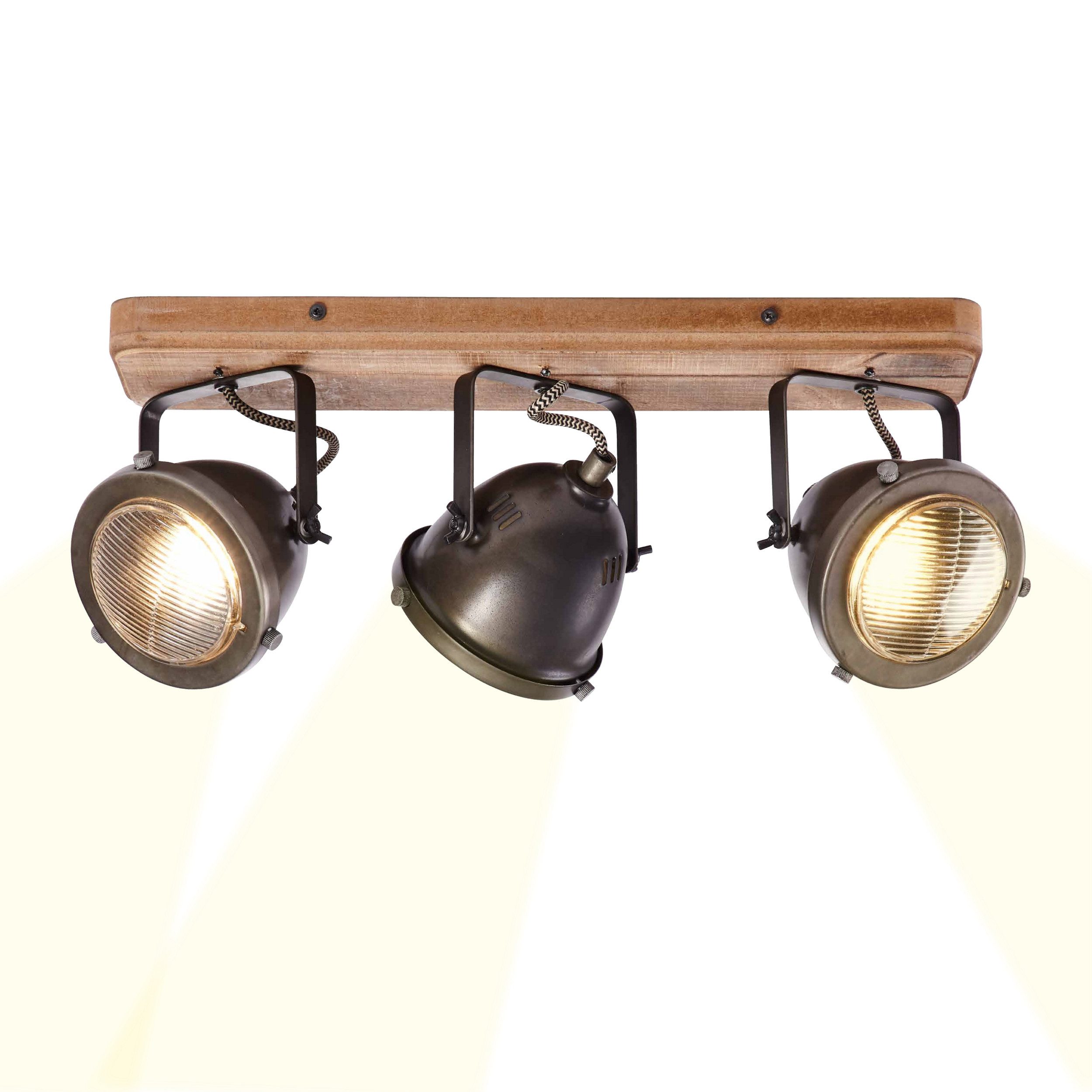 Lightbox Deckenstrahler, ohne Leuchtmittel, 3 flammiger Deckenstrahler im Vintage Look - Industrial Deckenleuchte