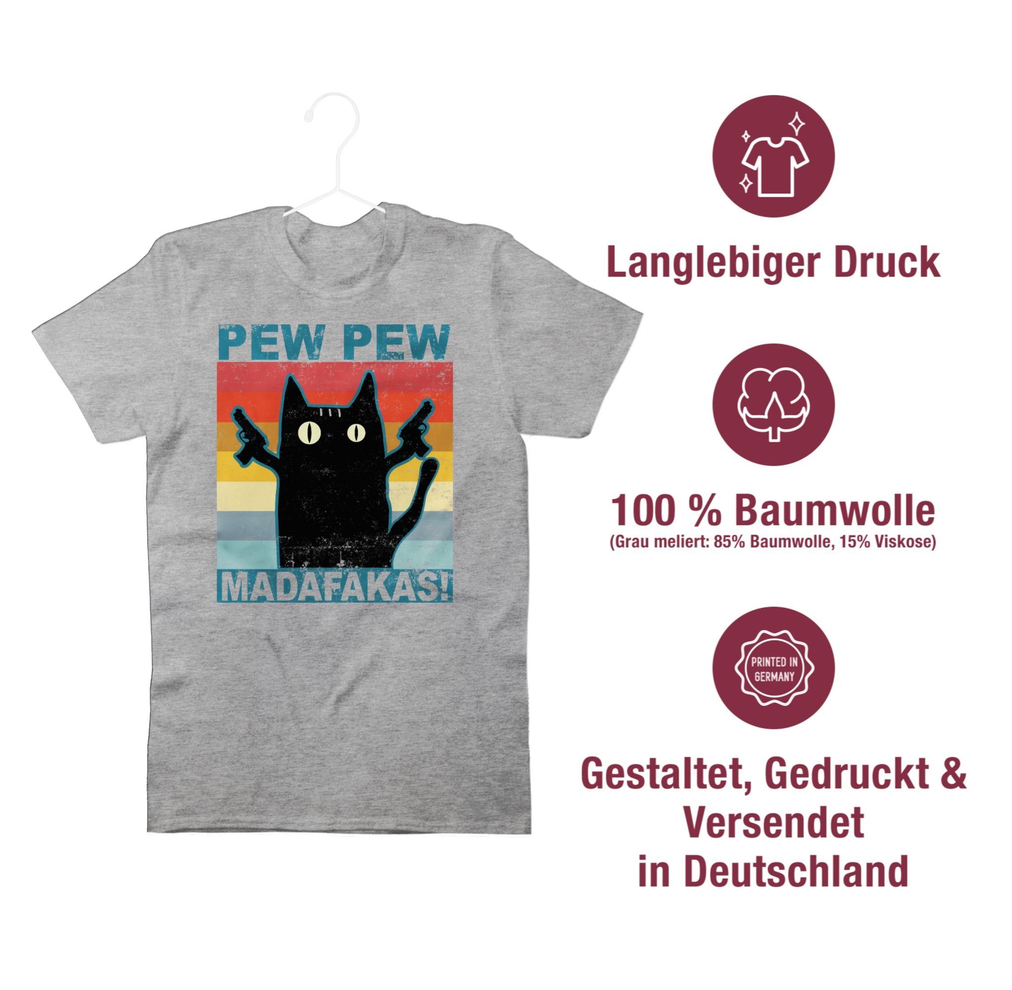 Sprüche Grau Pew Pew Madafakas 02 meliert Statement pewpewpew Shirtracer T-Shirt