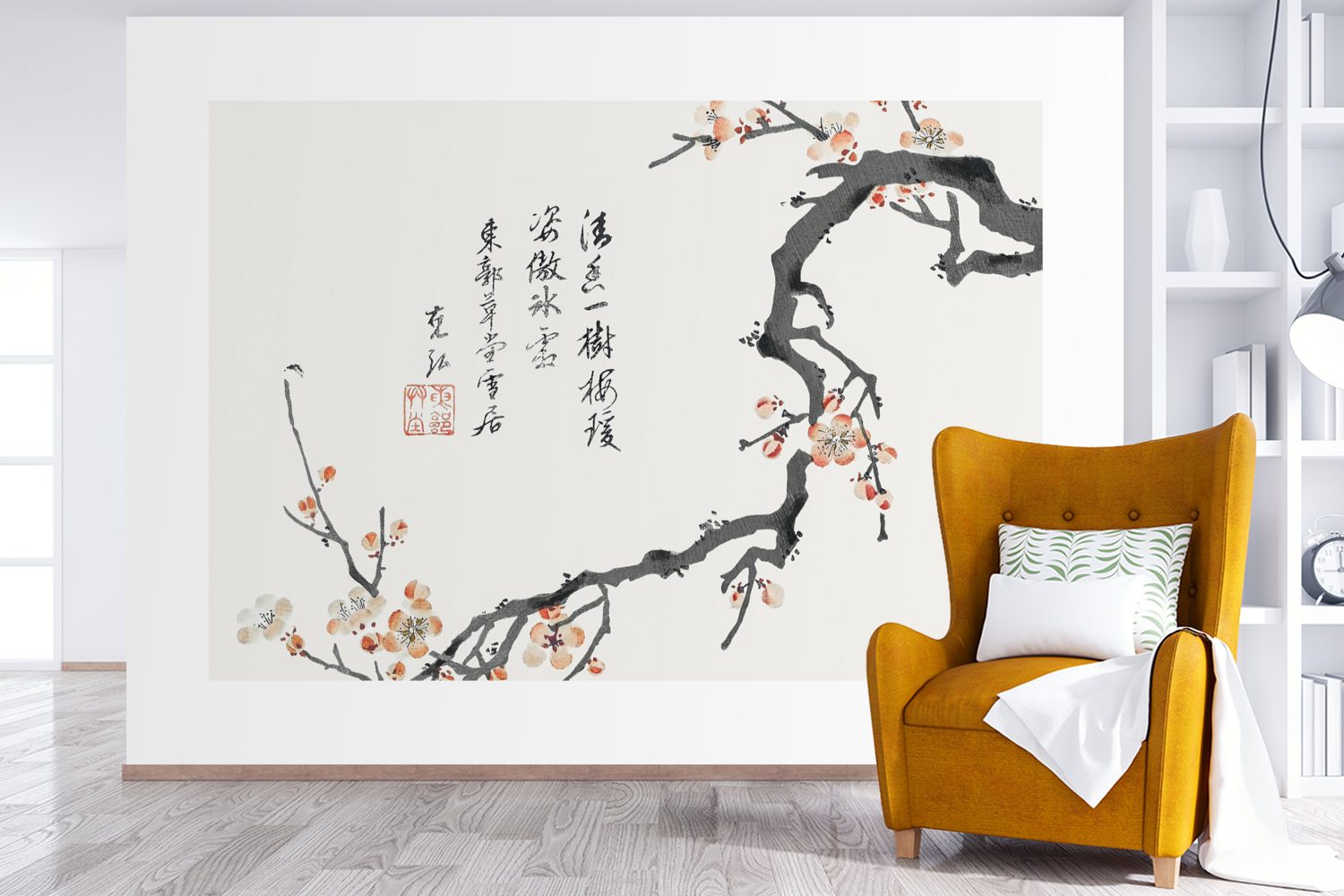 MuchoWow Fototapete Sakura Matt, Wallpaper Vinyl St), Tapete Japanisch, - Schlafzimmer, Blumen Wohnzimmer, - für bedruckt, Kinderzimmer, (6