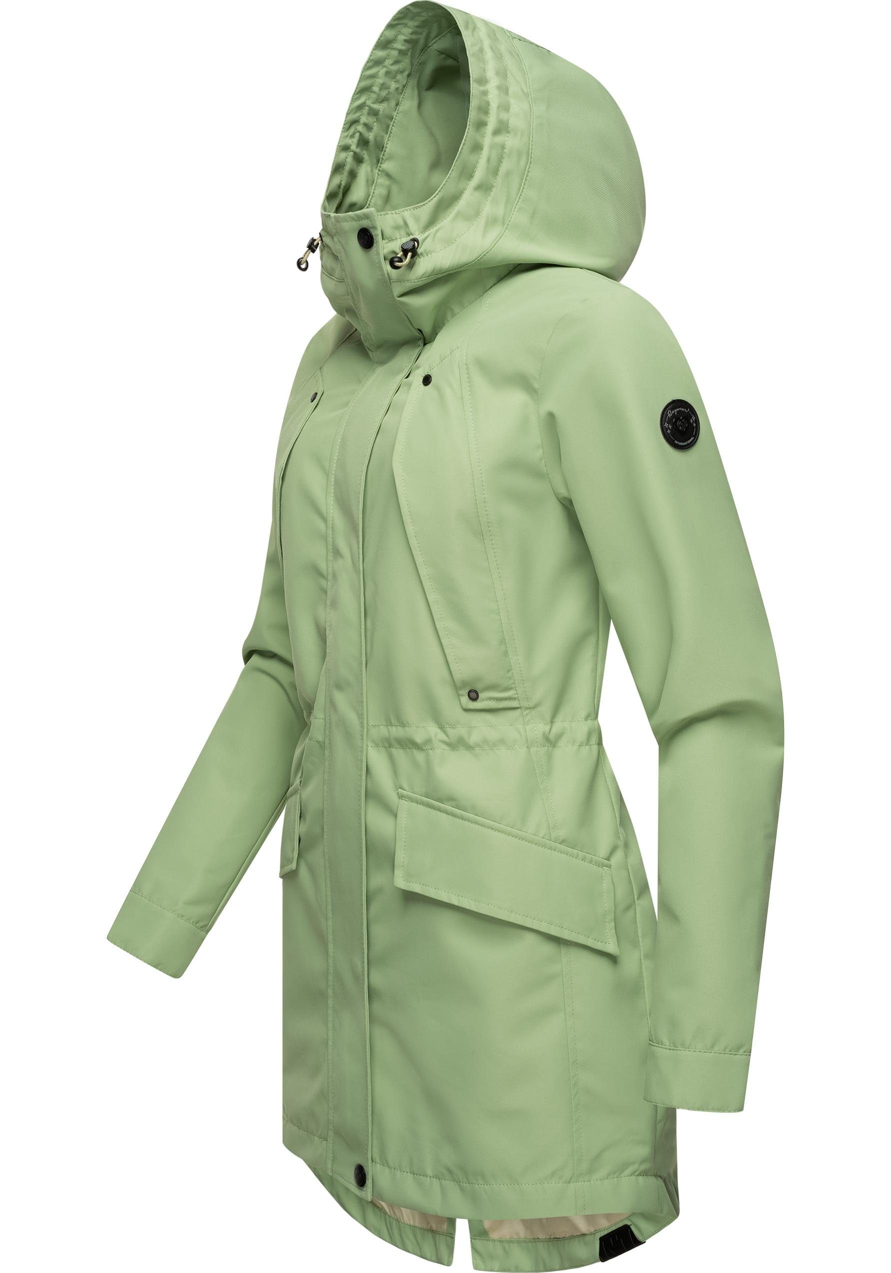 Ragwear Regenmantel Begonia Wasserdichter Damen Übergangsmantel mit großer Kapuze