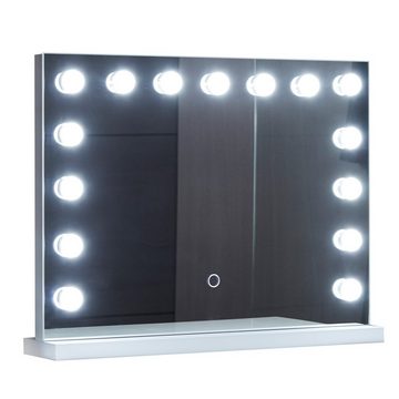 Aquamarin Kosmetikspiegel Hollywood Spiegel - 3 Lichtfarben, Touch, 15 LED Leuchten, 58 x 43 cm
