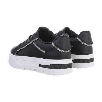 Ital-Design Damen Low-Top Freizeit Sneaker Flach Sneakers Low in Schwarz