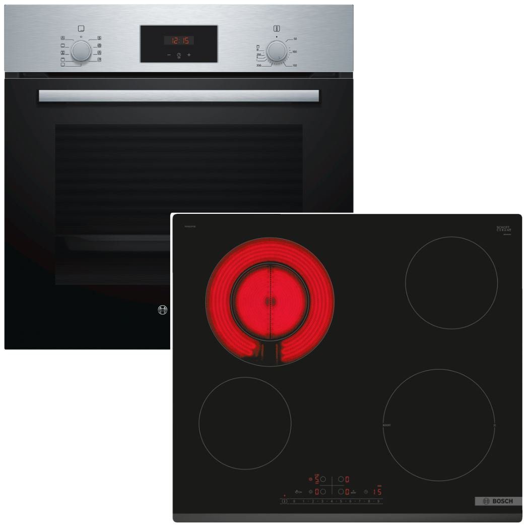 BOSCH Backofen-Set mit Induktionskochfeld autark 60 cm Teleskopauszug, mit 1-fach Teilauszug