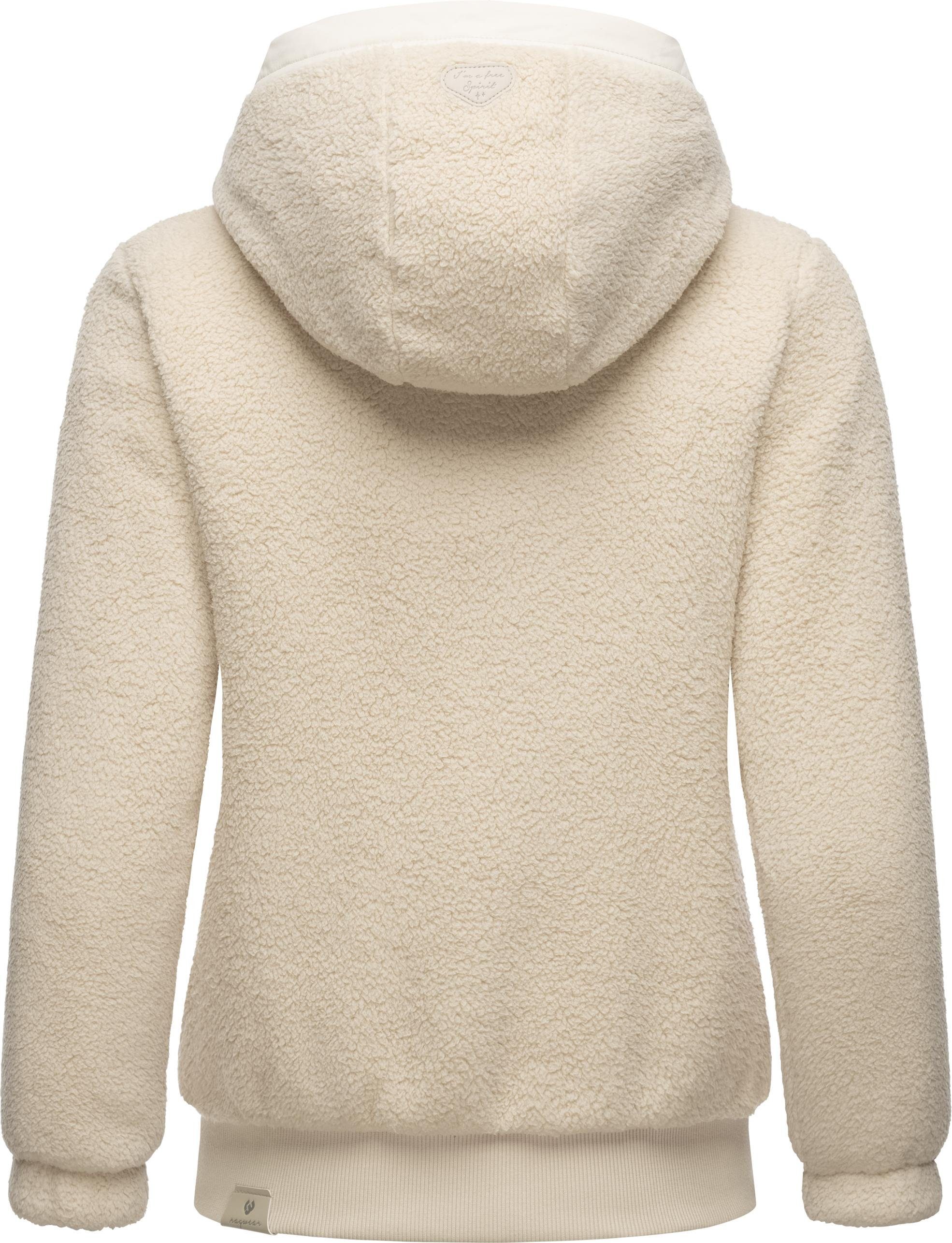 Ragwear Outdoorjacke Cousy Short flauschige Übergangsjacke mit Teddyfell und Kapuze