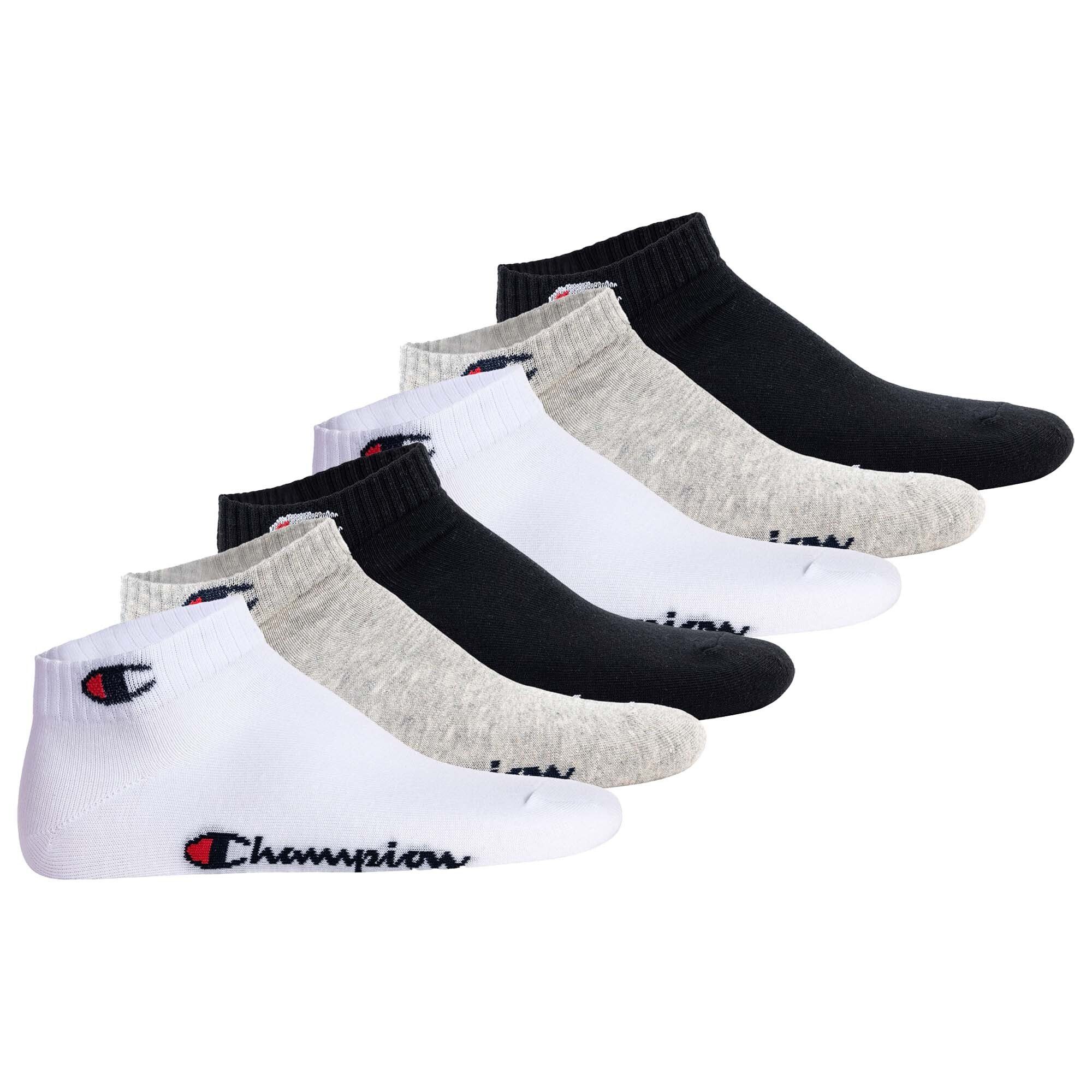 Paar Socken 6 Socken, Crew Champion Unisex Sportsocken - Schwarz/Weiß/Grau Basic