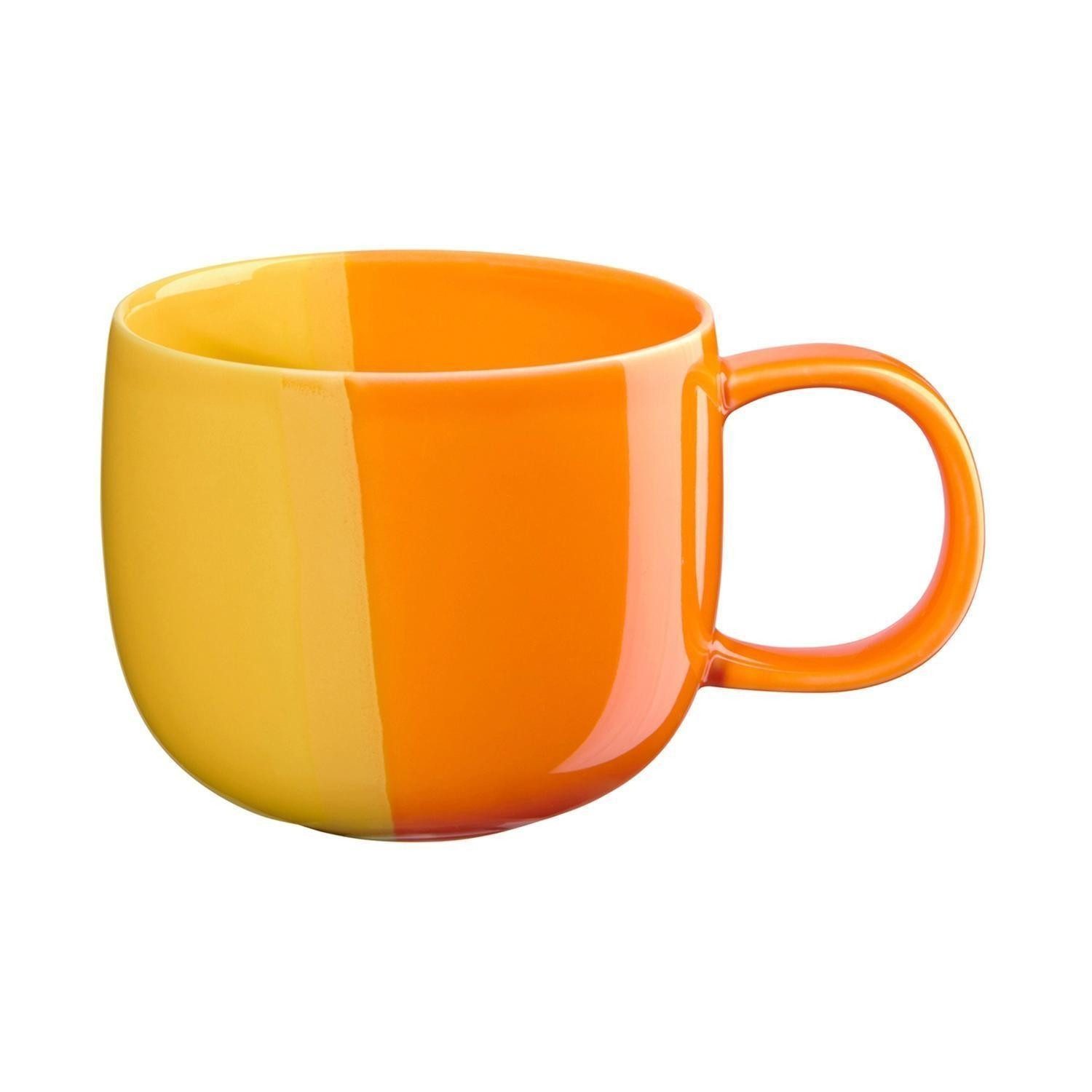 ASA SELECTION Tasse Kaffeetasse JOY, 400 ml, Orange, Gelb, 1-tlg., Porzellan, spülmaschinengeeignet