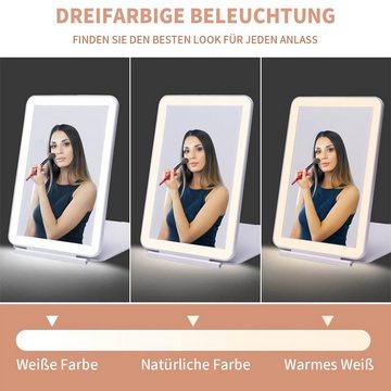 yozhiqu Kosmetikspiegel Klappbarer Reisespiegel Touchscreen Beleuchteter Schminkspiegel (1-St), mit 3 Farben Lichtmodi Dimmbar USB Wiederaufladbar Kosmetikspiegel