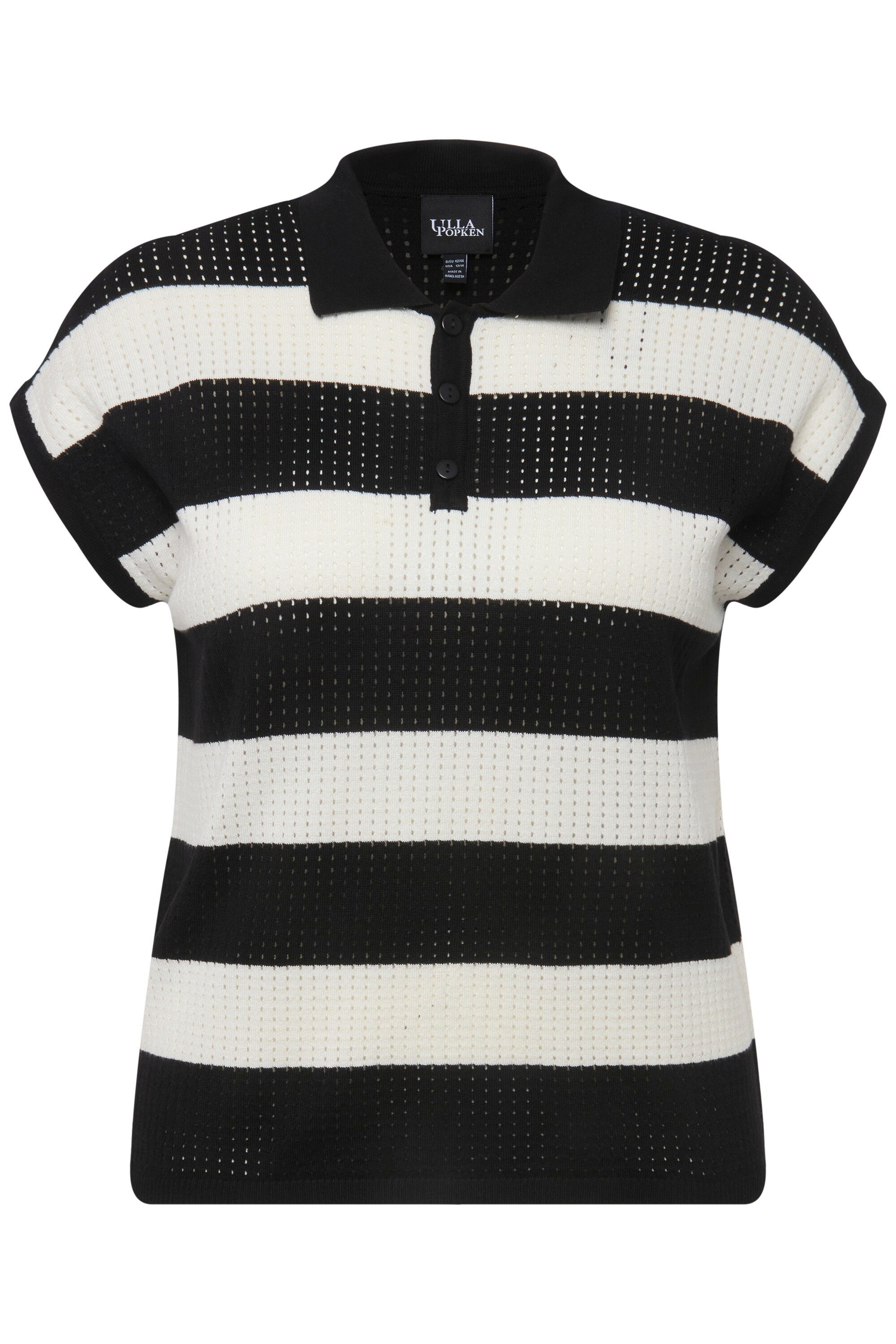 Strickpullover Pullunder Ajourmuster Streifen Polokragen ärmellos
