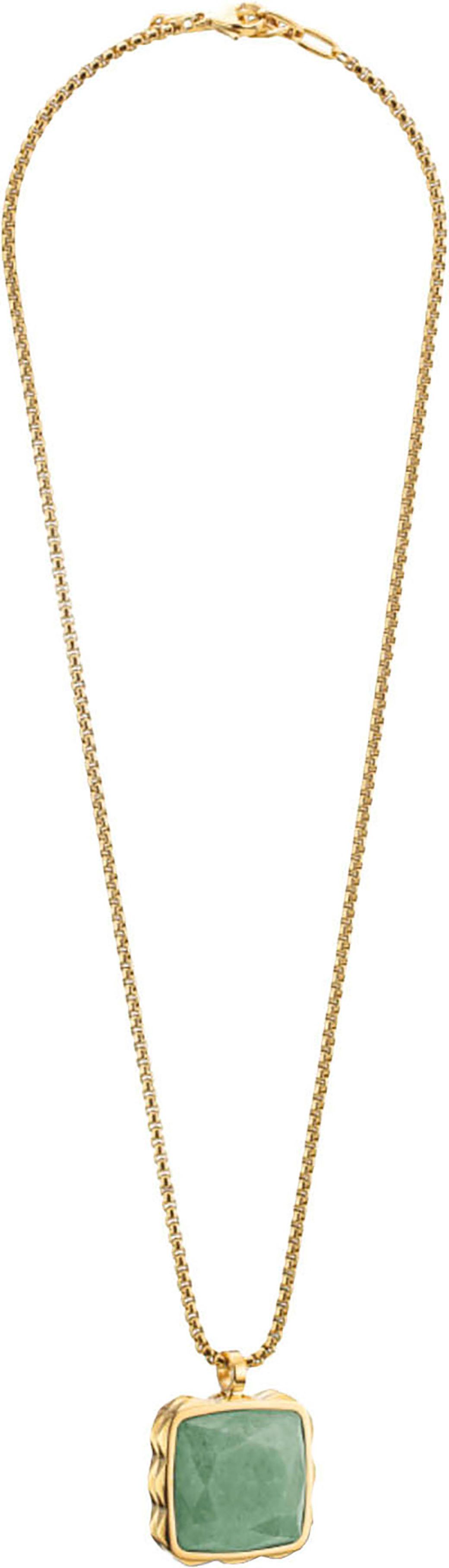 COEUR DE LION Kette mit Anhänger Schmuck Geschenk Edelstahl Amulett Spikes Würfelkette, Made in Germany - mit Aventurin