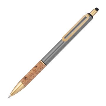 Livepac Office Kugelschreiber 10 Touchpen Metall-Kugelschreiber mit Korkgriffzone / Farbe: grau