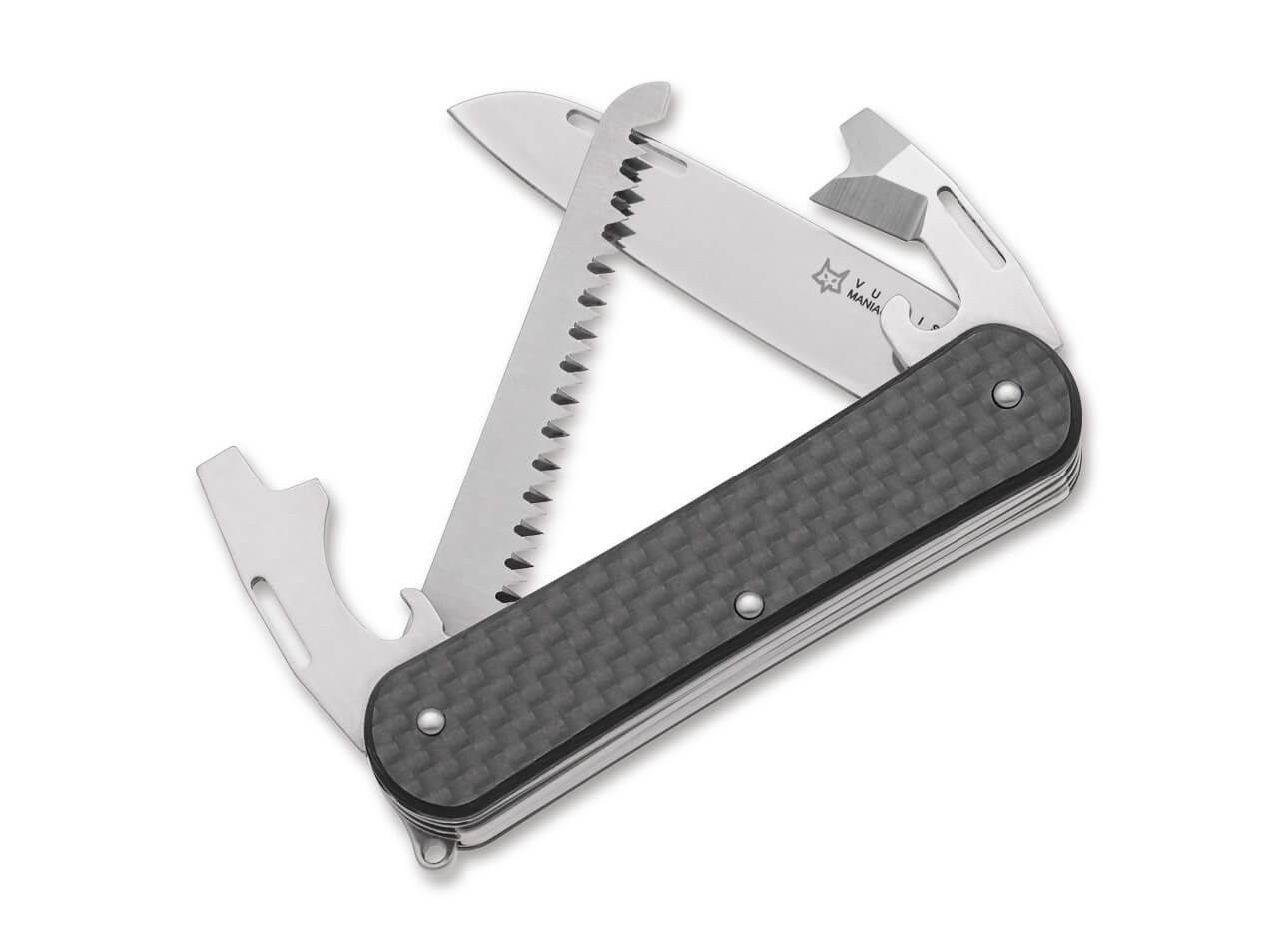 Fox Knives Taschenmesser Fox Knives Vulpis 130-S4 CF Multifunktions Taschenmesser, (4 St), mit Fangriemenöse, M390 Stahl