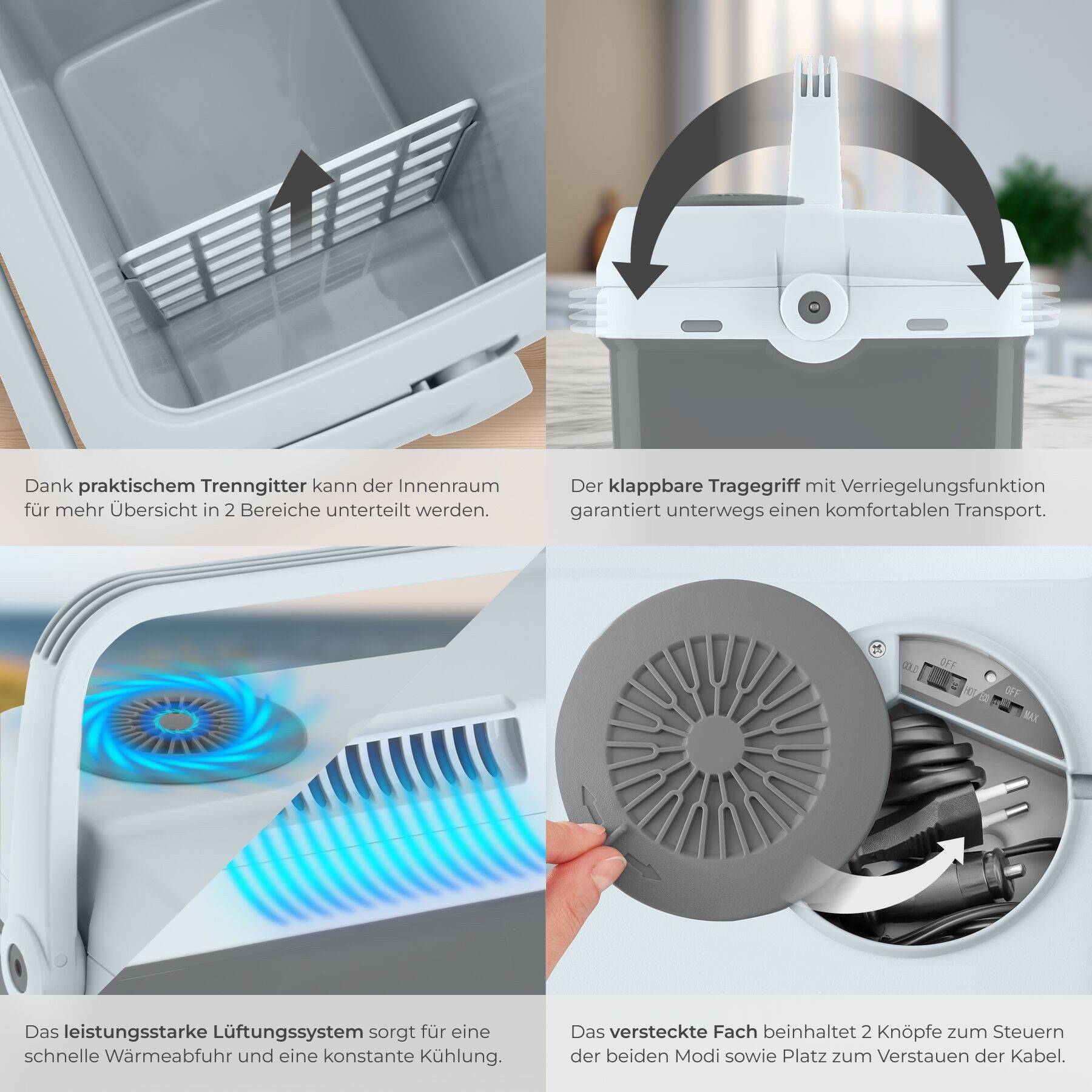 tectake Kühlbox Elektrische Kühlbox und Wärmebox - leise mit ECO-Modus, 32 l, Großes Volumen von 32 Litern – Bild 5 von 5