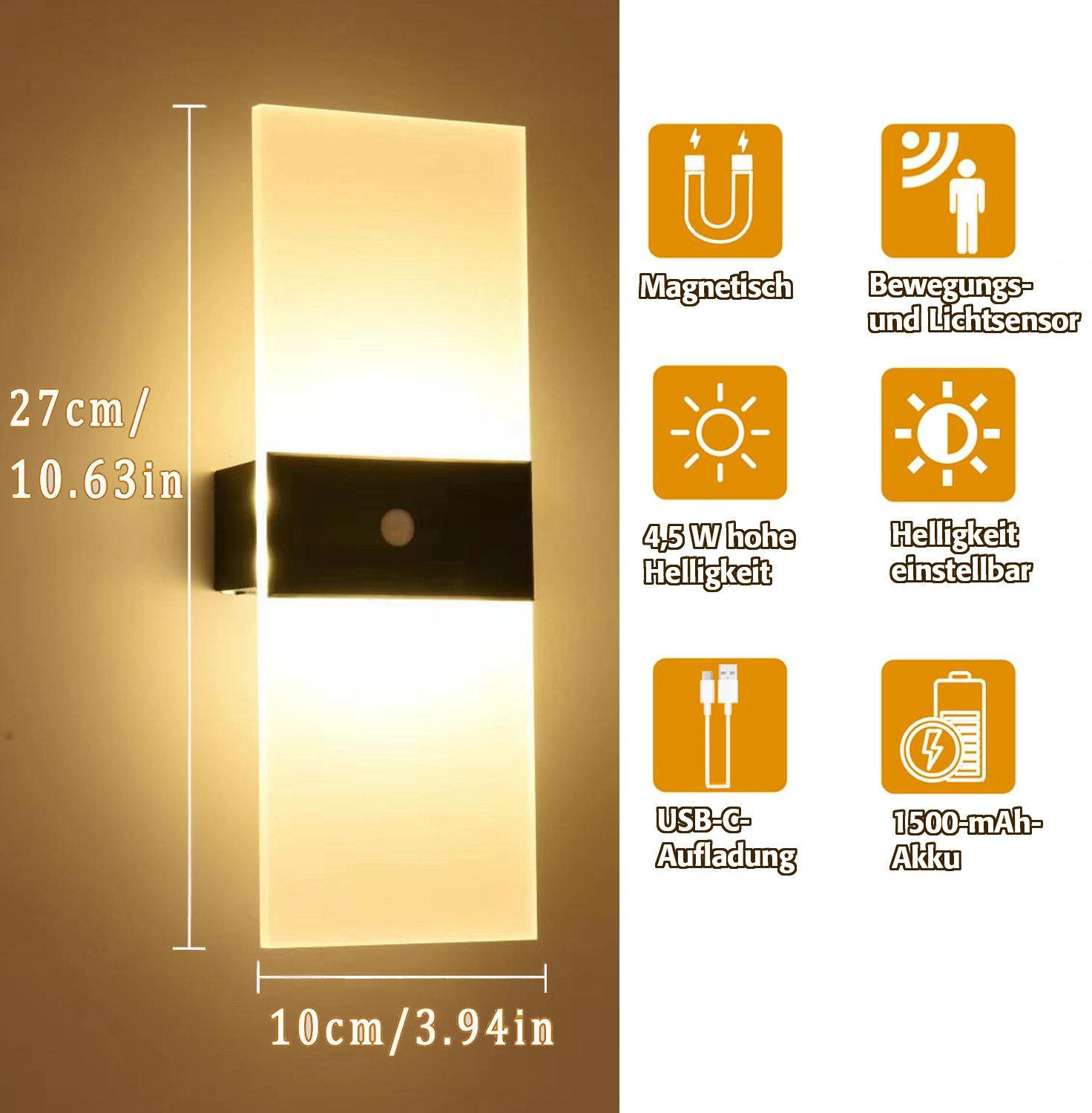 ZEUOPQ LED Wandleuchte LED-Wandleuchte wiederaufladbar Touch-Steuerung günstig online kaufen