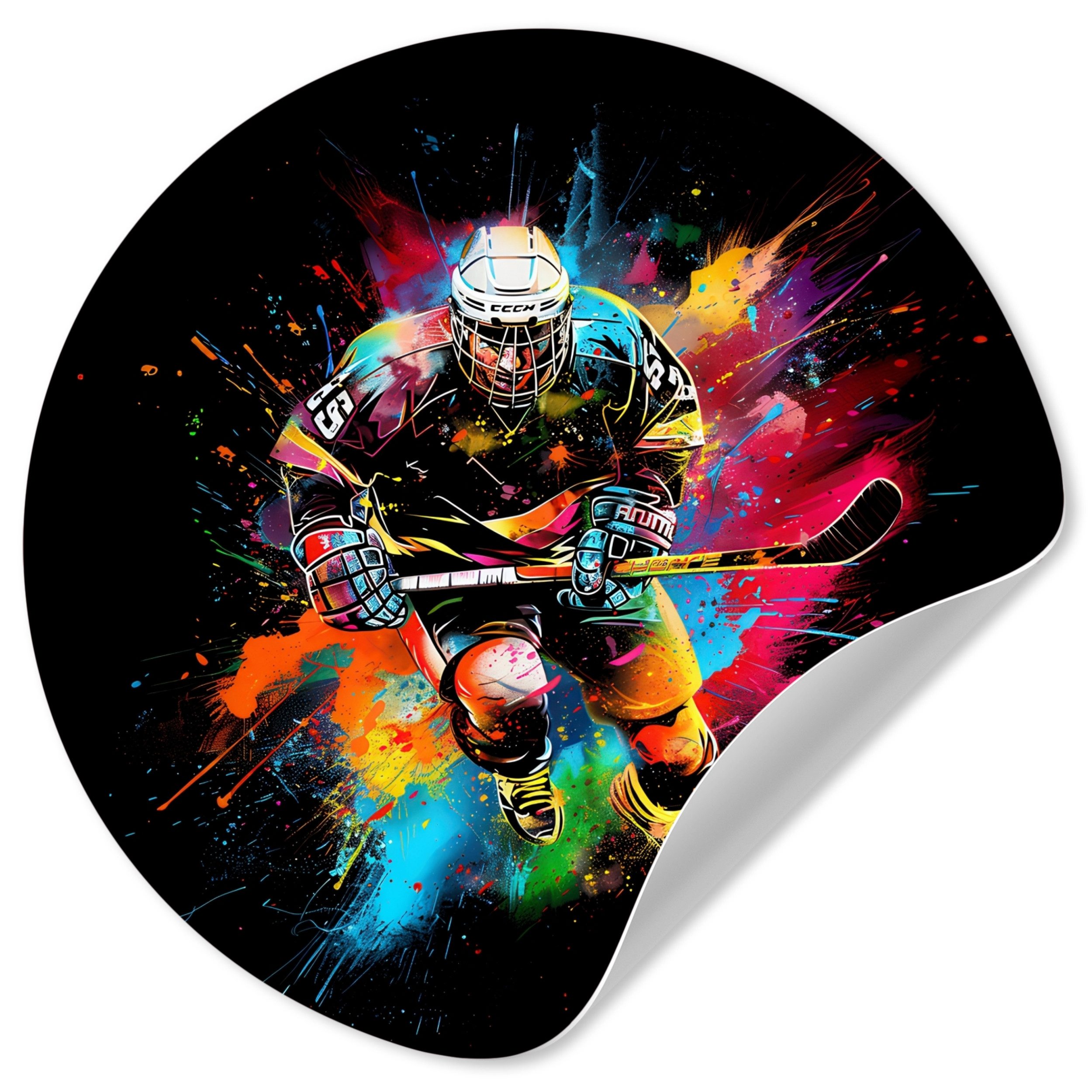 MuchoWow Wandsticker Graffiti - Sport - Eishockey - Eishockey (1 St), Wandtattoo Selbstklebend, Wohnzimmer Deko Aufkleber, 30x30 cm