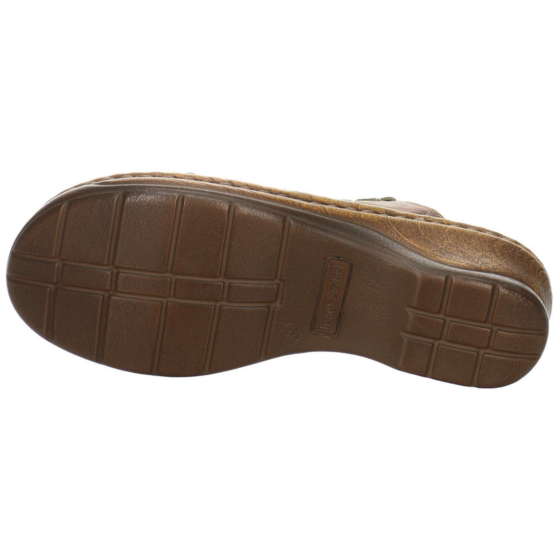 Josef Seibel Damen Pantoletten brandy/multi Fußbett Glattleder Sandalen Bequem Keilsandalette Freizeit