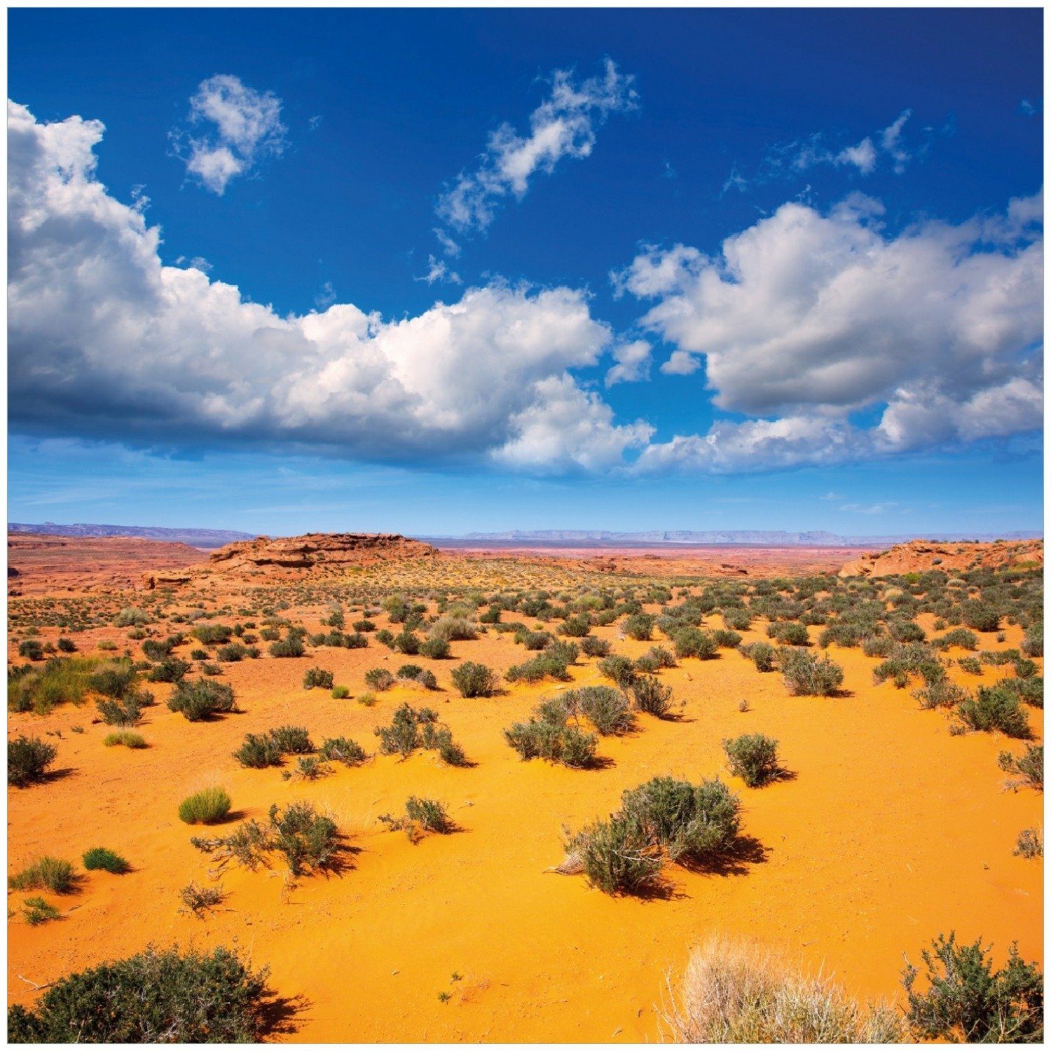 Wallario Memoboard Wüste in Arizona - blauer Himmel mit Wolken I