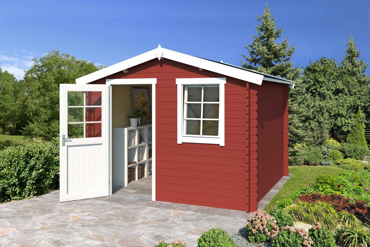 Thumbnail - LASITA MAJA Gartenhaus Nina 275, BxT: 307x295 cm, Blochbohlenhaus 28mm, Fundamentmass 2750x2750, Schwedenrot