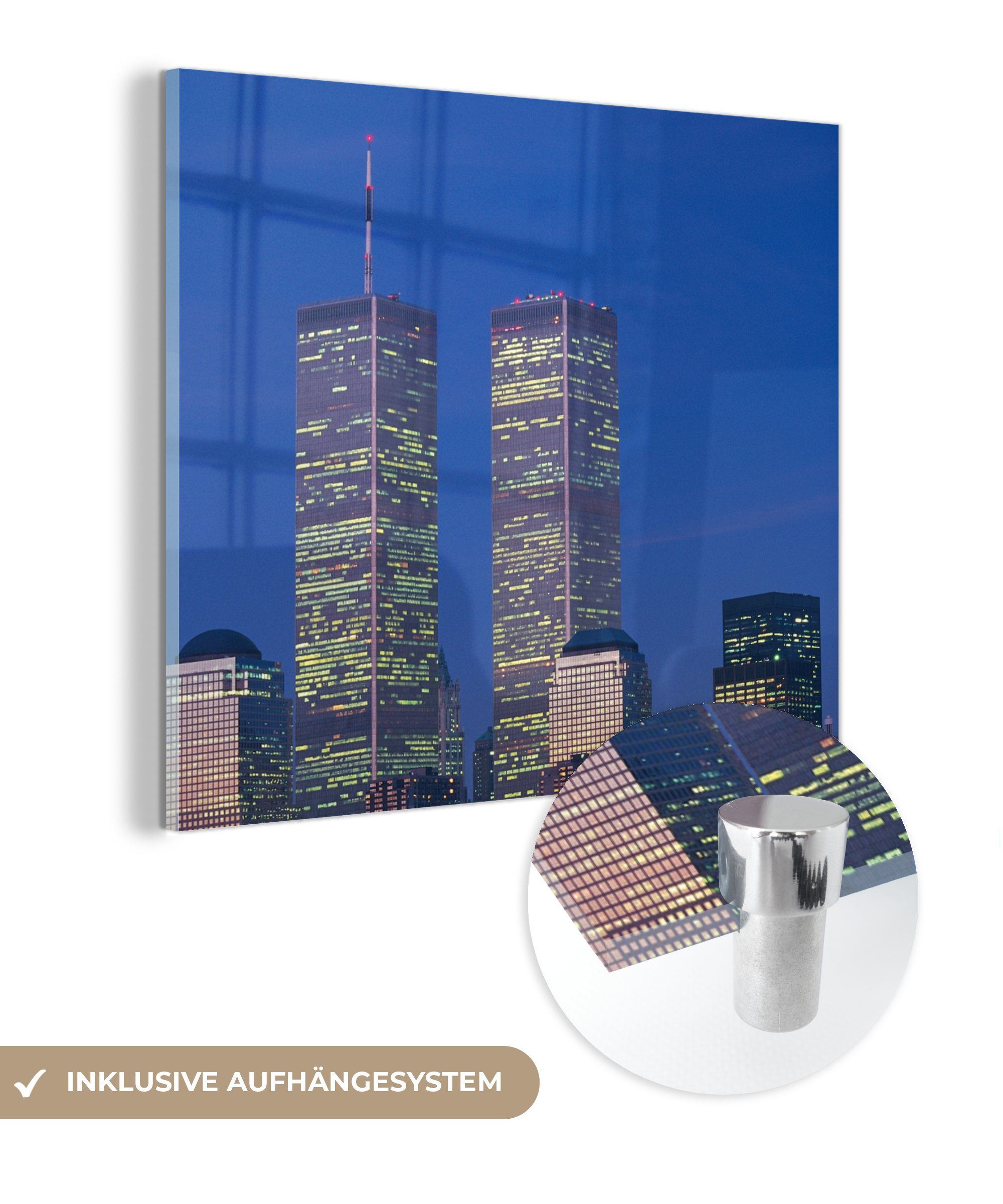 MuchoWow Acrylglasbild World Trade Center - Abend - New York, (1 St), Glasbilder - Bilder auf Glas Wandbild - Foto auf Glas - Wanddekoration