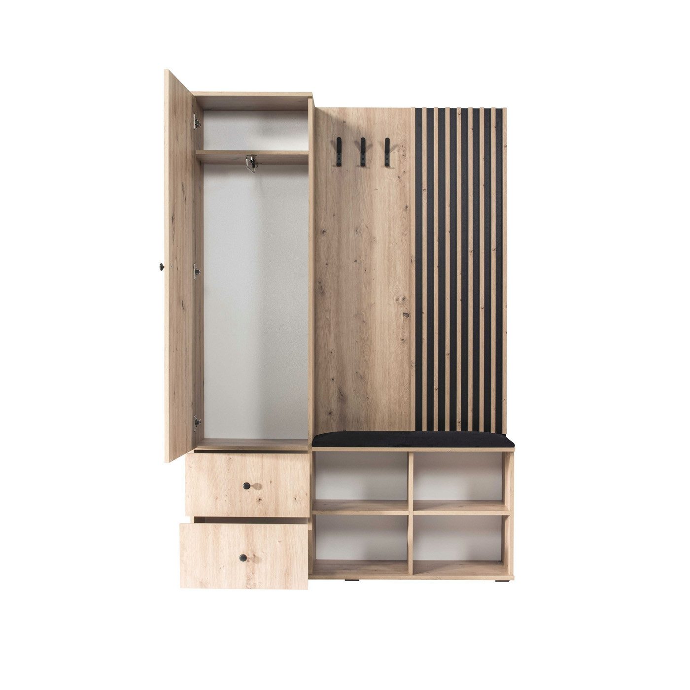 Marmex Möbel Garderobenschrank CALI mit Spiegel, Schubladen und Lamellen fü günstig online kaufen