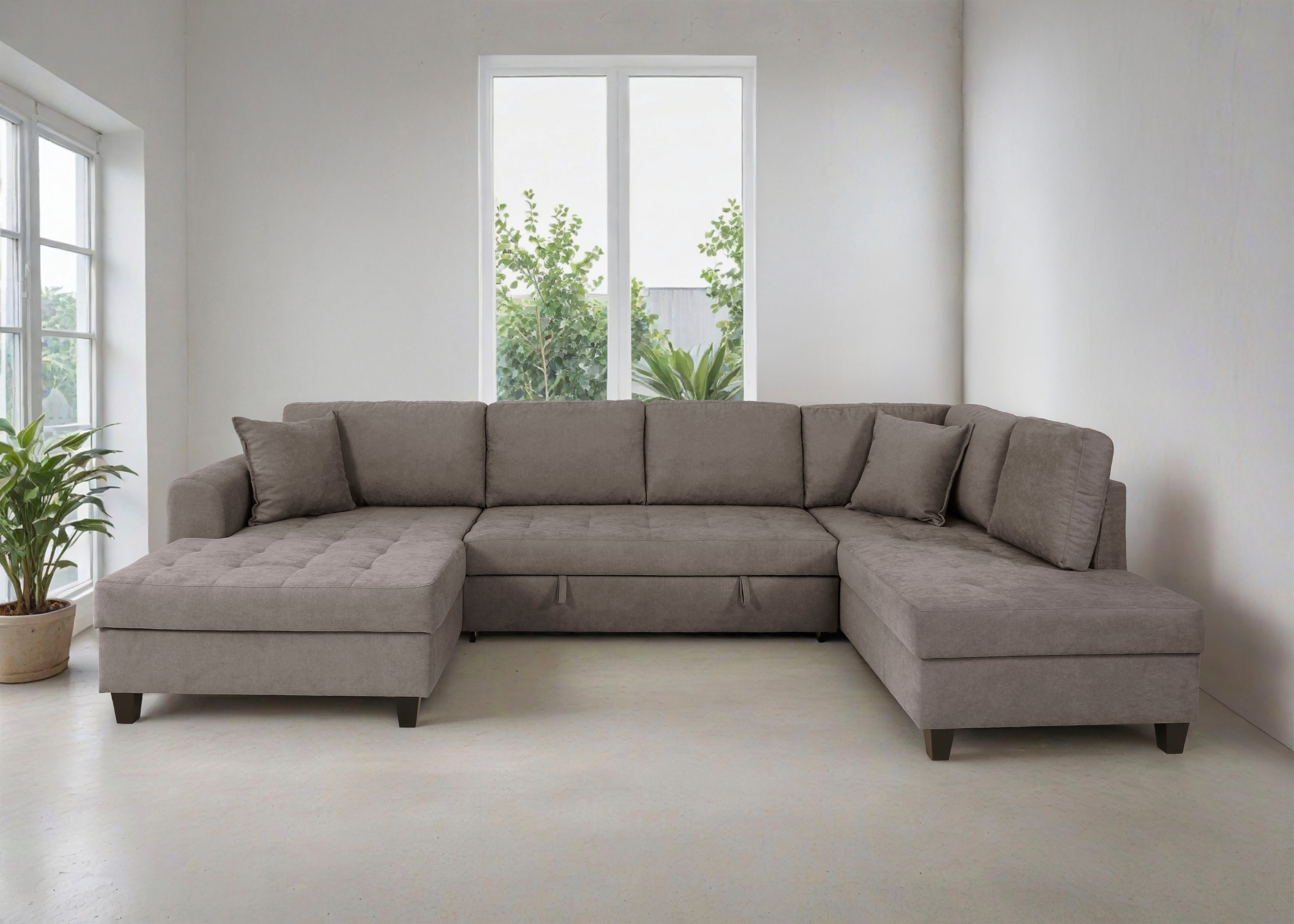 OTTO home Wohnlandschaft Moritz U-Form, B: 324 cm, mit Schlaffunktion, Bettkasten & Zierkissen