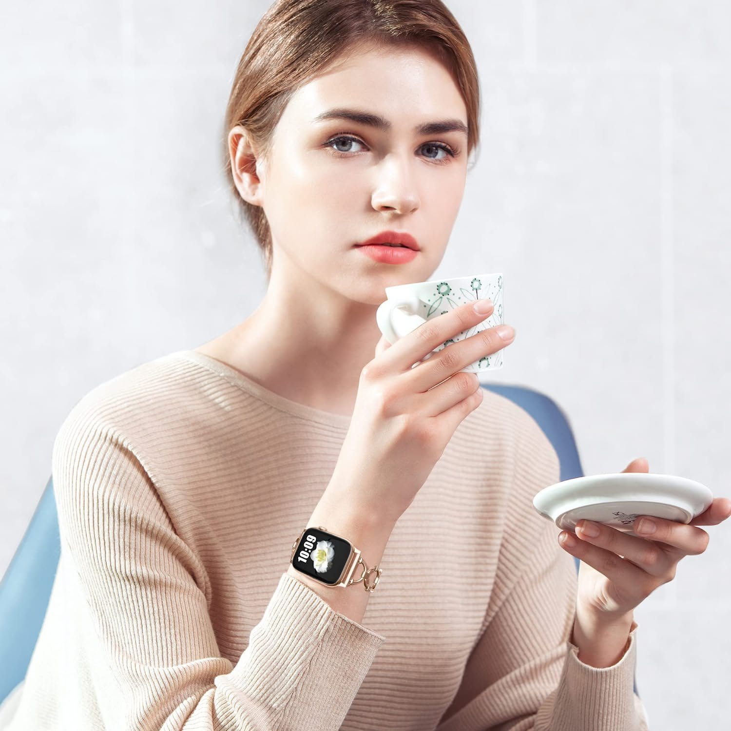 Rosa 3 SE Apple 2 1 8 Smartwatch-Armband 6 5 4 Apple Mutoy iWatch Uhrenarmbänder Armbänder Kompatibel Watch mit Gold Armband Watch 7 Series 38/40/41/42/44/45mm,