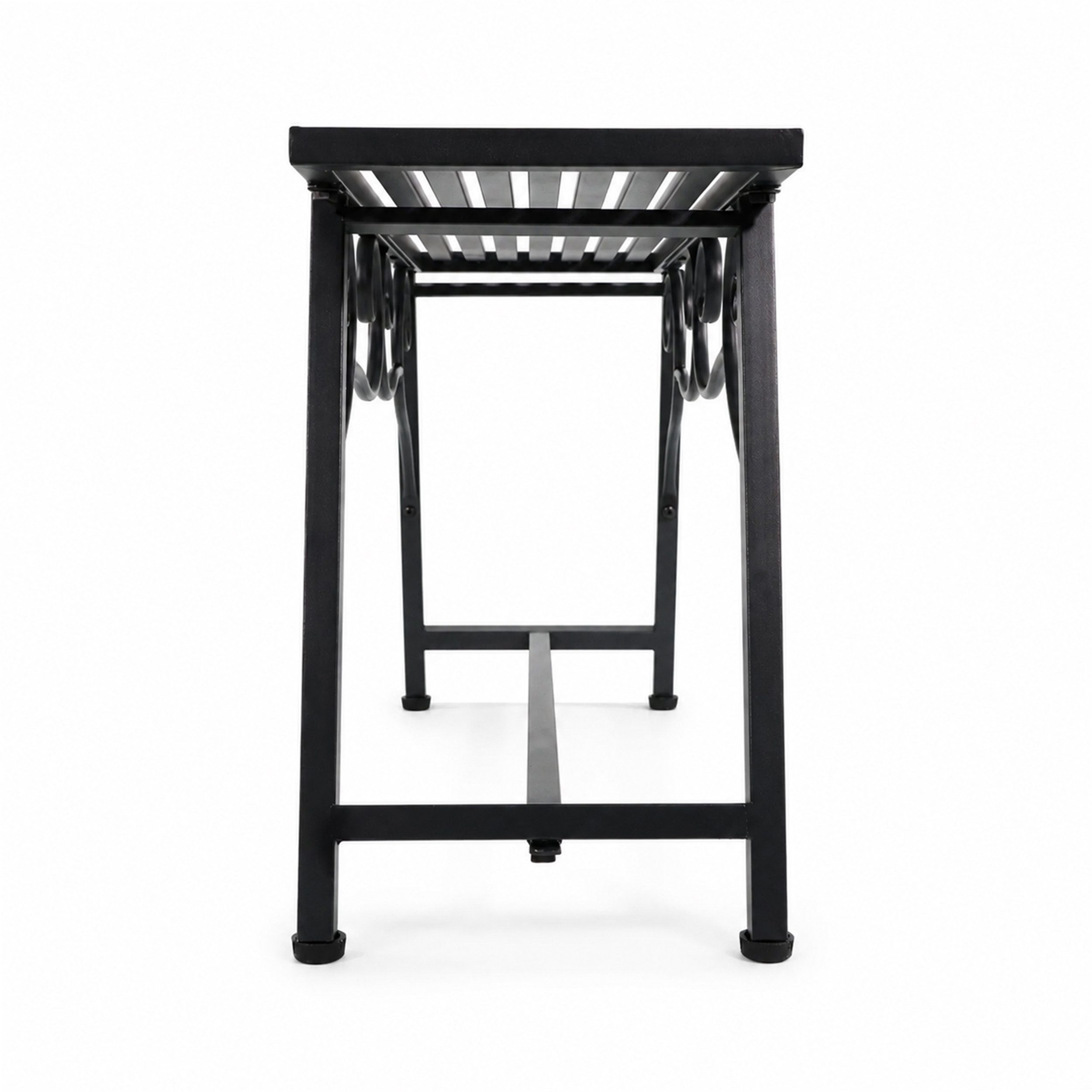 Lemodo Gartenbank Metall Schwarz ohne Rückenlehne für Balkon und Garten, im Vintage stil
