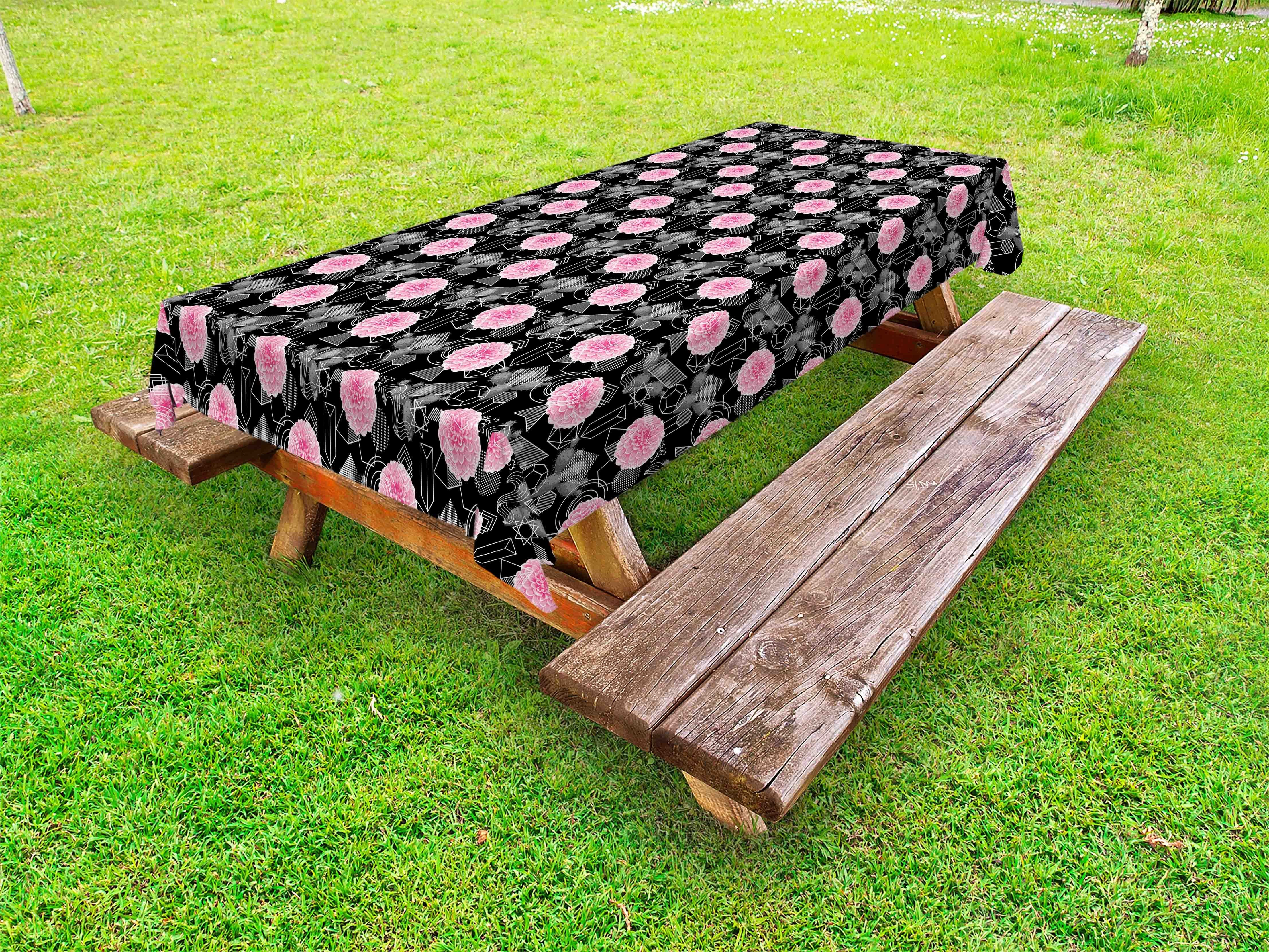 Abakuhaus Tischdecke dekorative waschbare Picknick-Tischdecke, Modern Abstrakte Formen und Blumen