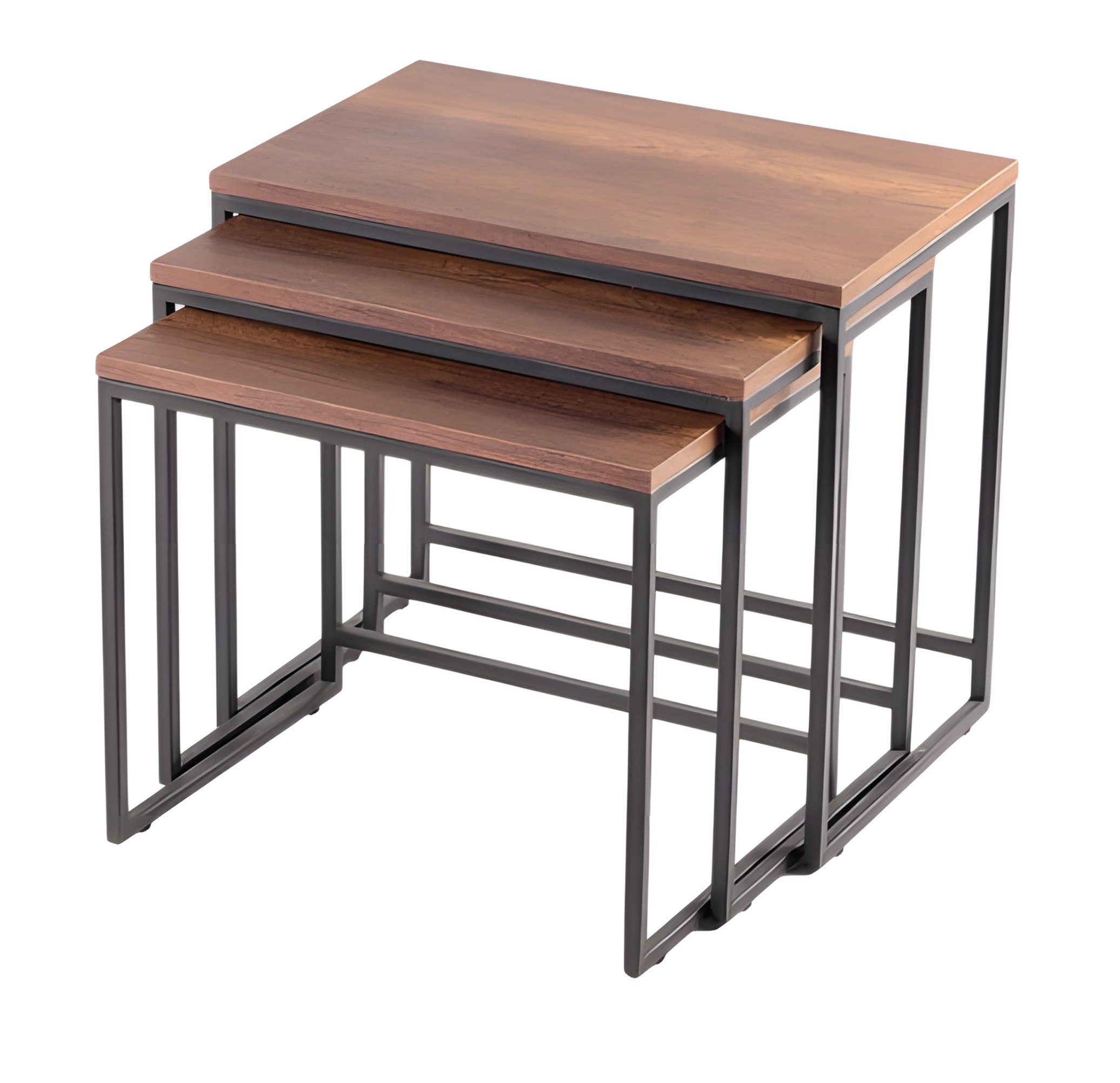 Xlmoebel Satztisch Beistelltisch aus Holz in Beige, modern und elegant (Beistelltisch-Set, 3-St., 3er-Set), Made in Europa