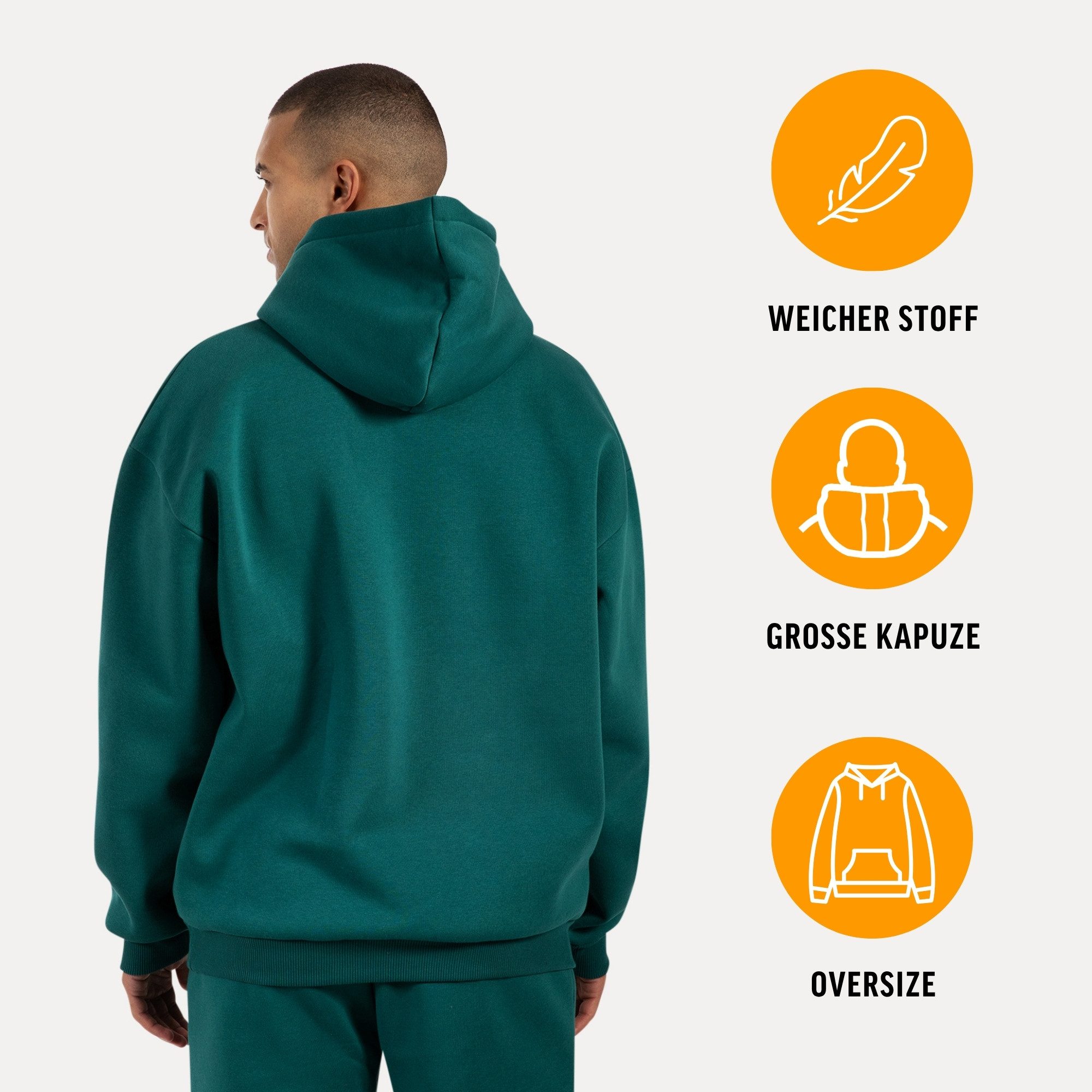 Smilodox Hoodie Kayson, Oversize Kapuzenpullover, Frontprint, große Kapuze Sweatshirt Kängurutasche weicher Stoff Warmer Pulli Streetstyle Alltag Freizeit