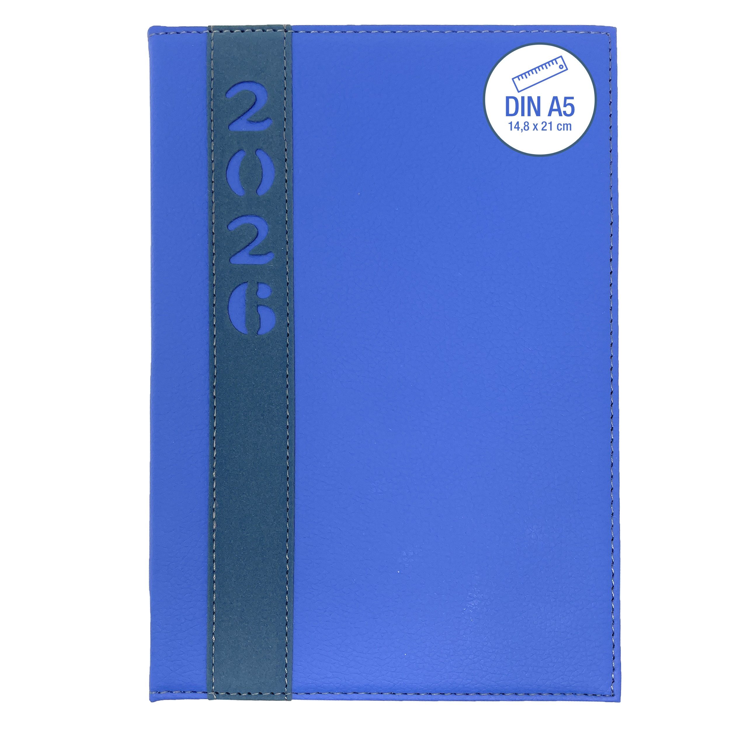 AMLI Buchkalender Buchkalender 2026 A5 1 Tag 1 Seite (Blau), Hochwertiger Hardcover, Softtouch Terminplaner, Kalender Buch 2026