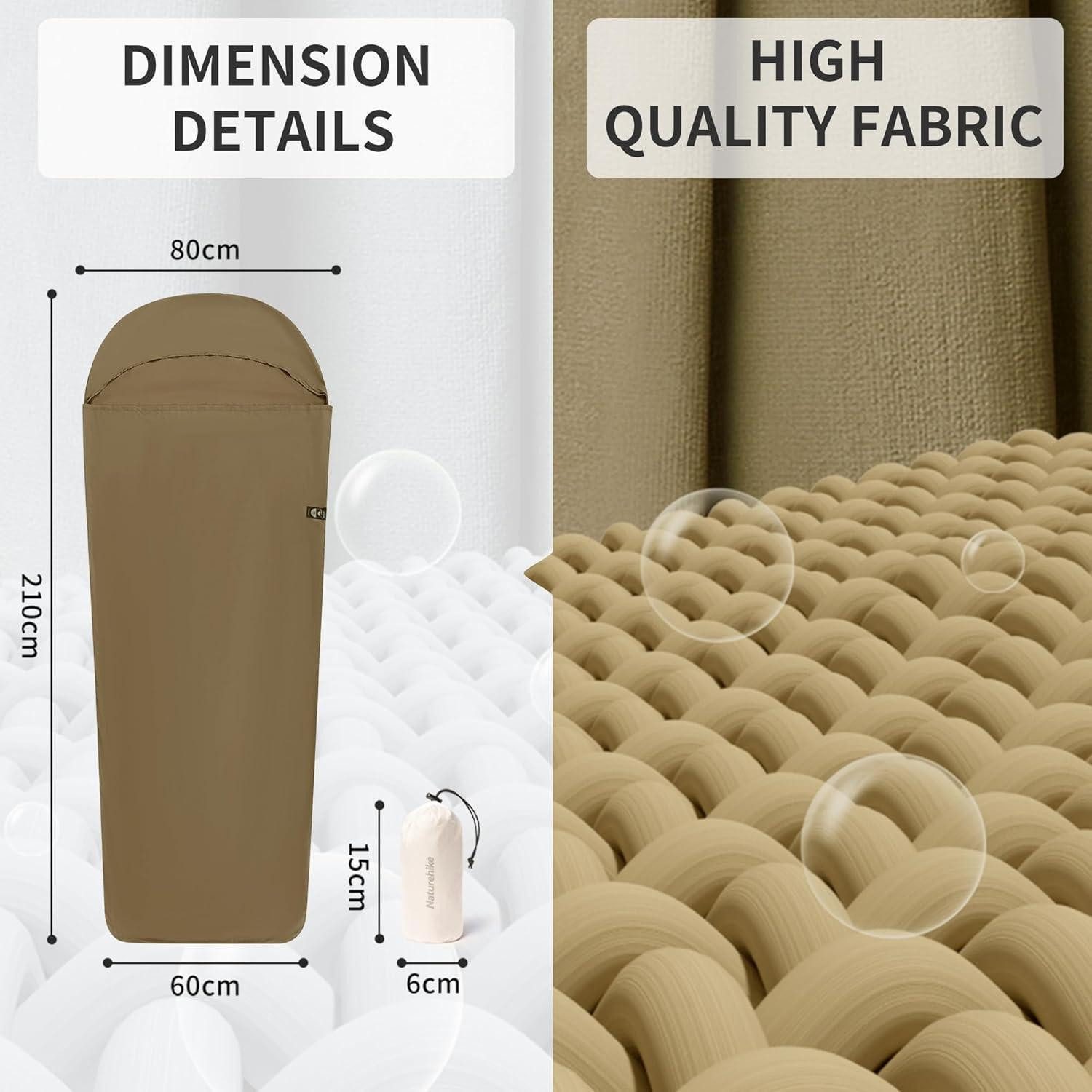 LuxusKollektion Schlafsackinlett Hüttenschlafsack Ultralight Liner 128g Reisedecke Hostels Braun