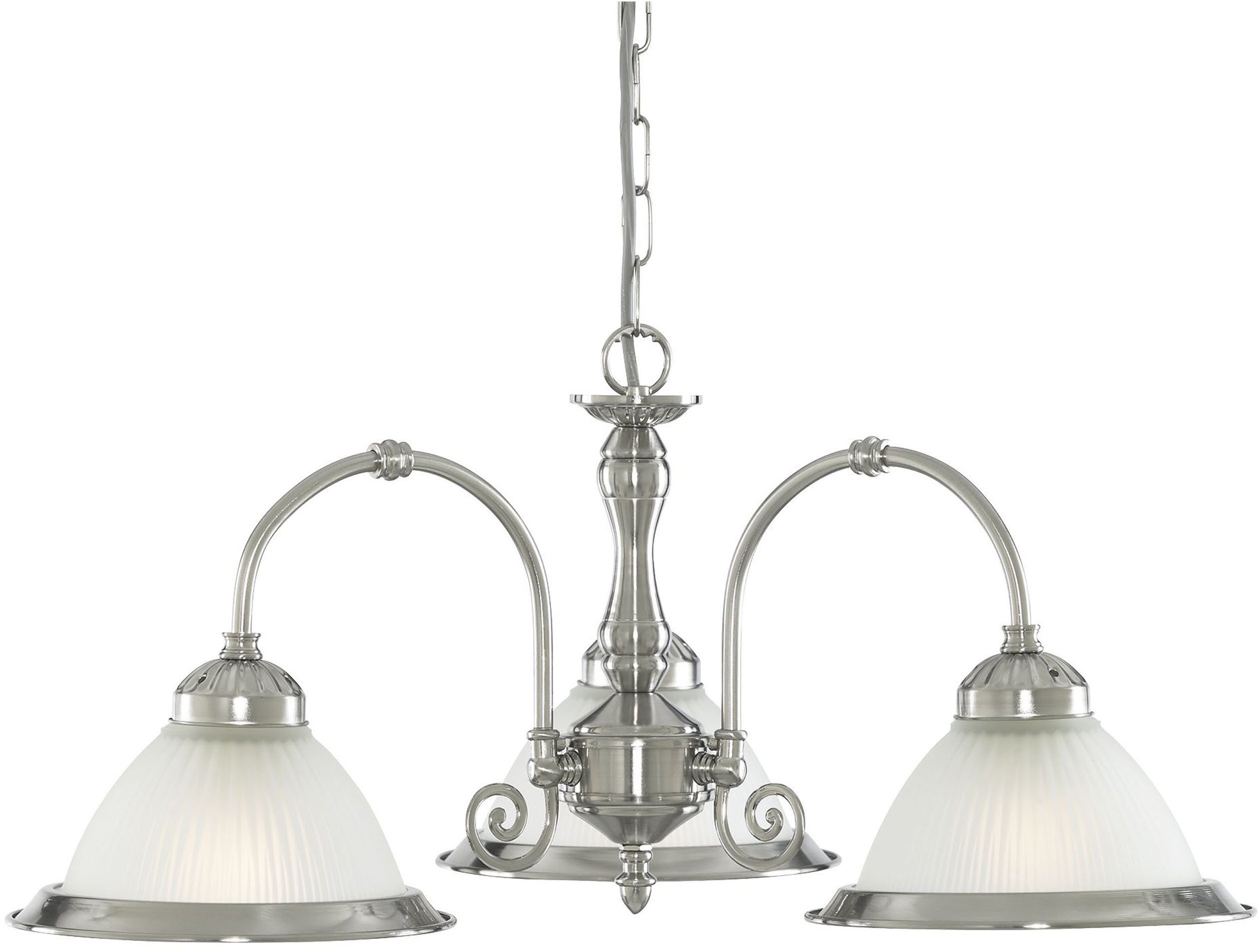 Searchlight Pendelleuchte American Diner 3Lt Pendelleuchte - Satinsilber und Glas, ohne Leuchtmittel