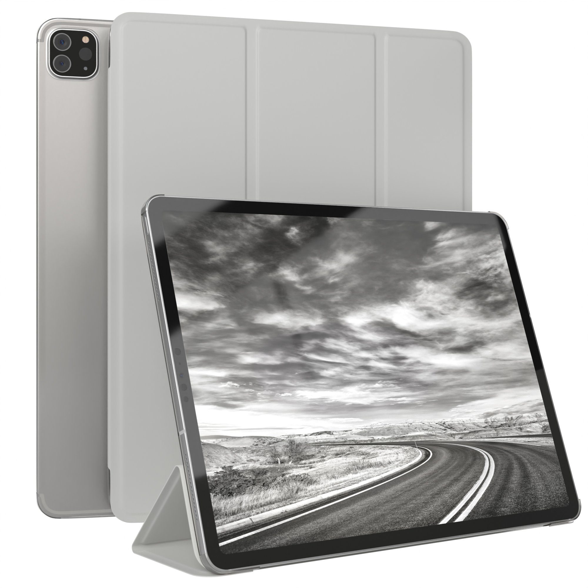 EAZY CASE Tablet-Hülle Smart Case für iPad Pro 12,9" 3./ 4./ 5./ 6. Gen. 12,9 Zoll, Tablet Case Bookcover Smart Flipcase Schutztasche magnetisch Hellgrau