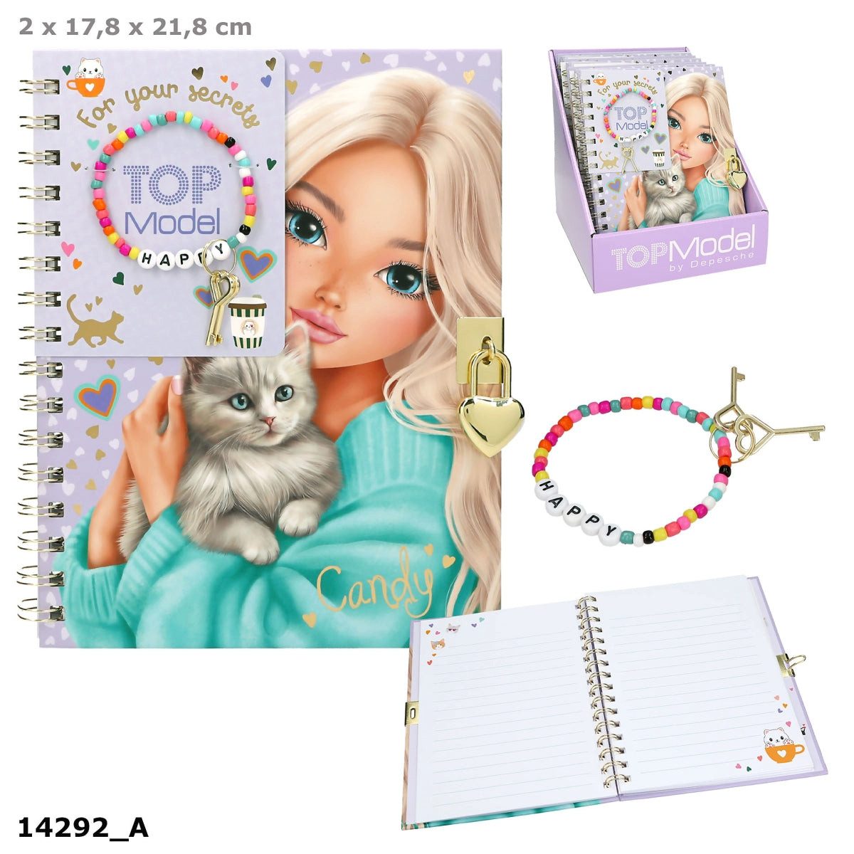 Spiel TOPModel Tagebuch mit Herzschloss, Armband & Sticker