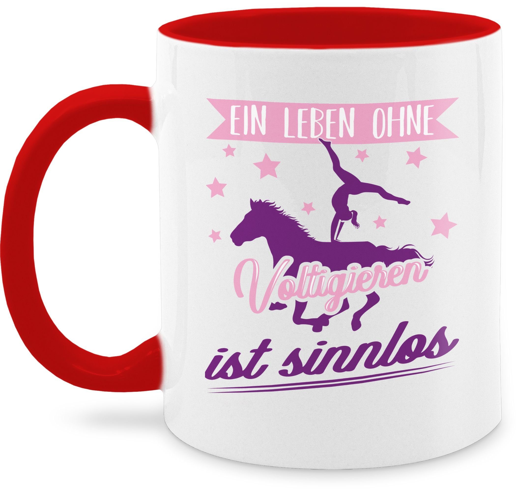 Shirtracer Tasse Ein Leben ohne Voltigieren ist sinnlos, Keramik, Pferd 2 Rot