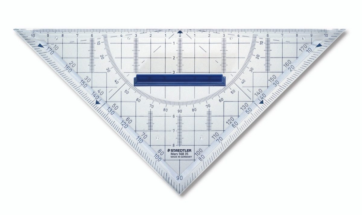STAEDTLER Geodreieck Geometrie-Dreieck 22cm mit Griff transparent