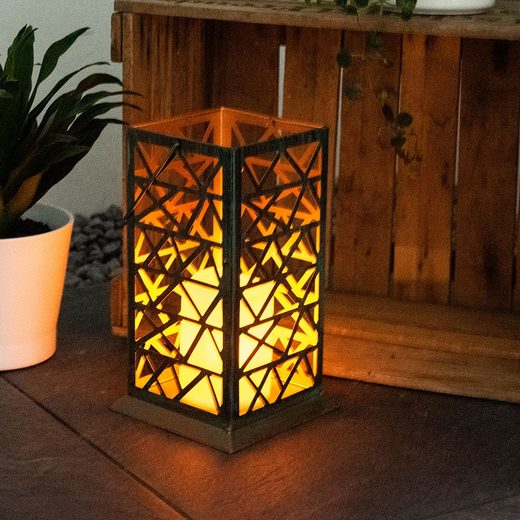 Gartenleuchte, LED Solar Steh Hänge Lampe rost grün Terrassen