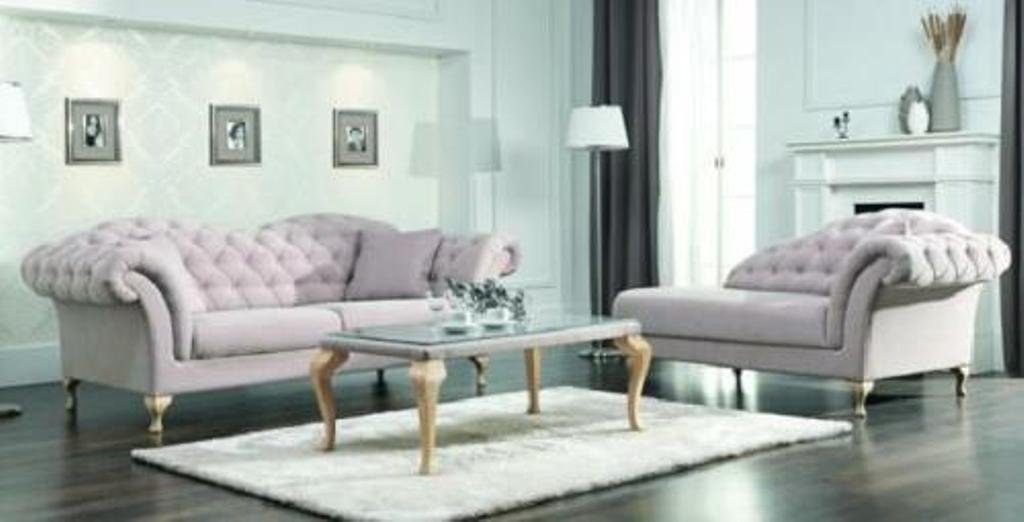 Sofa Polster Couch Set Chaiselounge Sofagarnitur Chesterfield Chesterfield-Sofa Stil JVmoebel