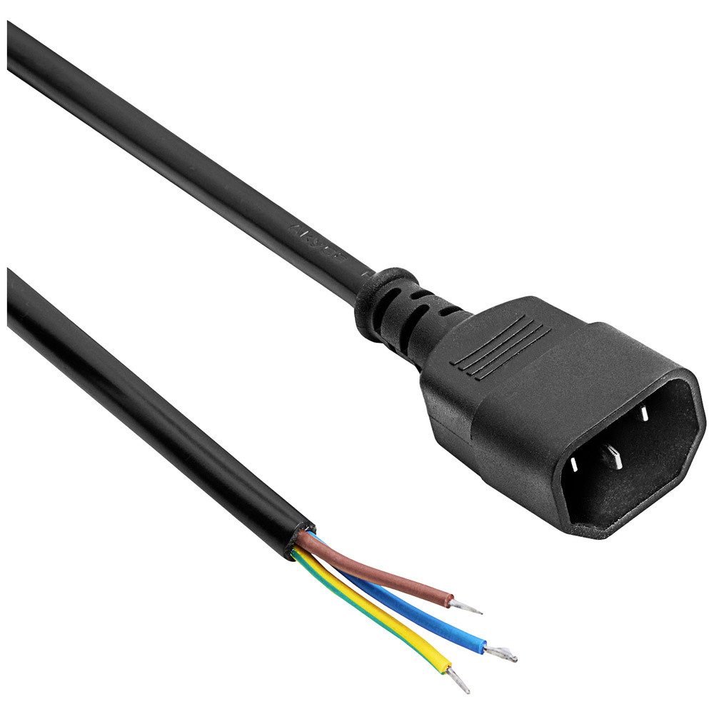 Akyga Strom Anschlusskabel [1x Kaltgeräte-Buchse C14 - 1x offene Kabel Stromkabel