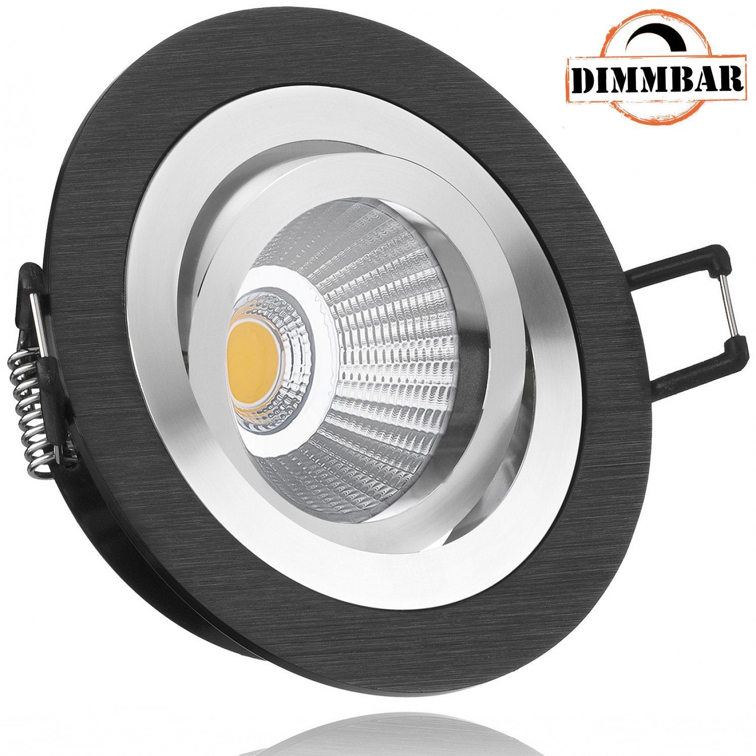 LEDANDO LED Einbaustrahler LED in flach mit 6,5W schwarz extra vo Leuchtmittel Set Einbaustrahler