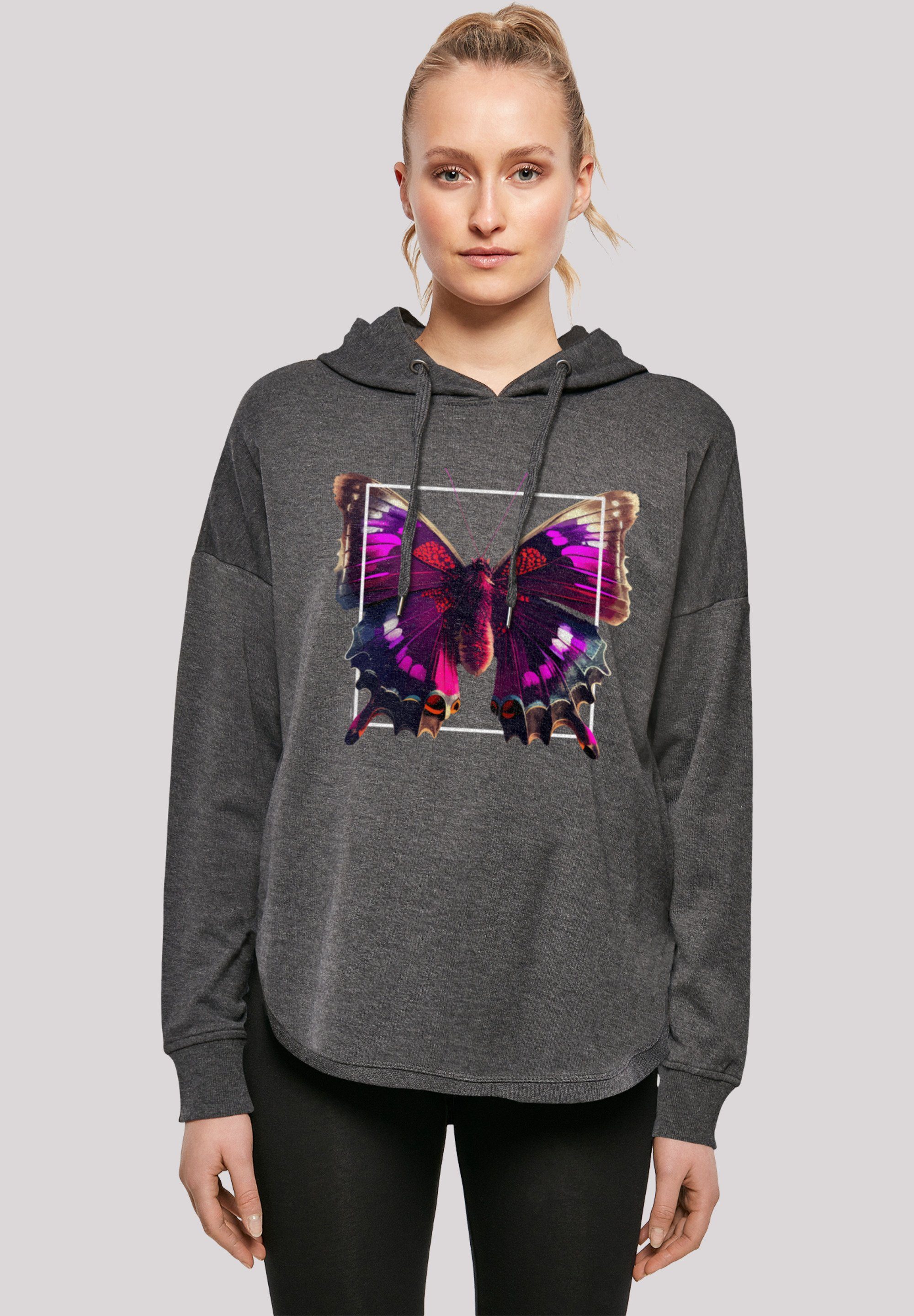 F4NT4STIC Kapuzenpullover Pink Schmetterling OVERSIZE TEE Print charcoal