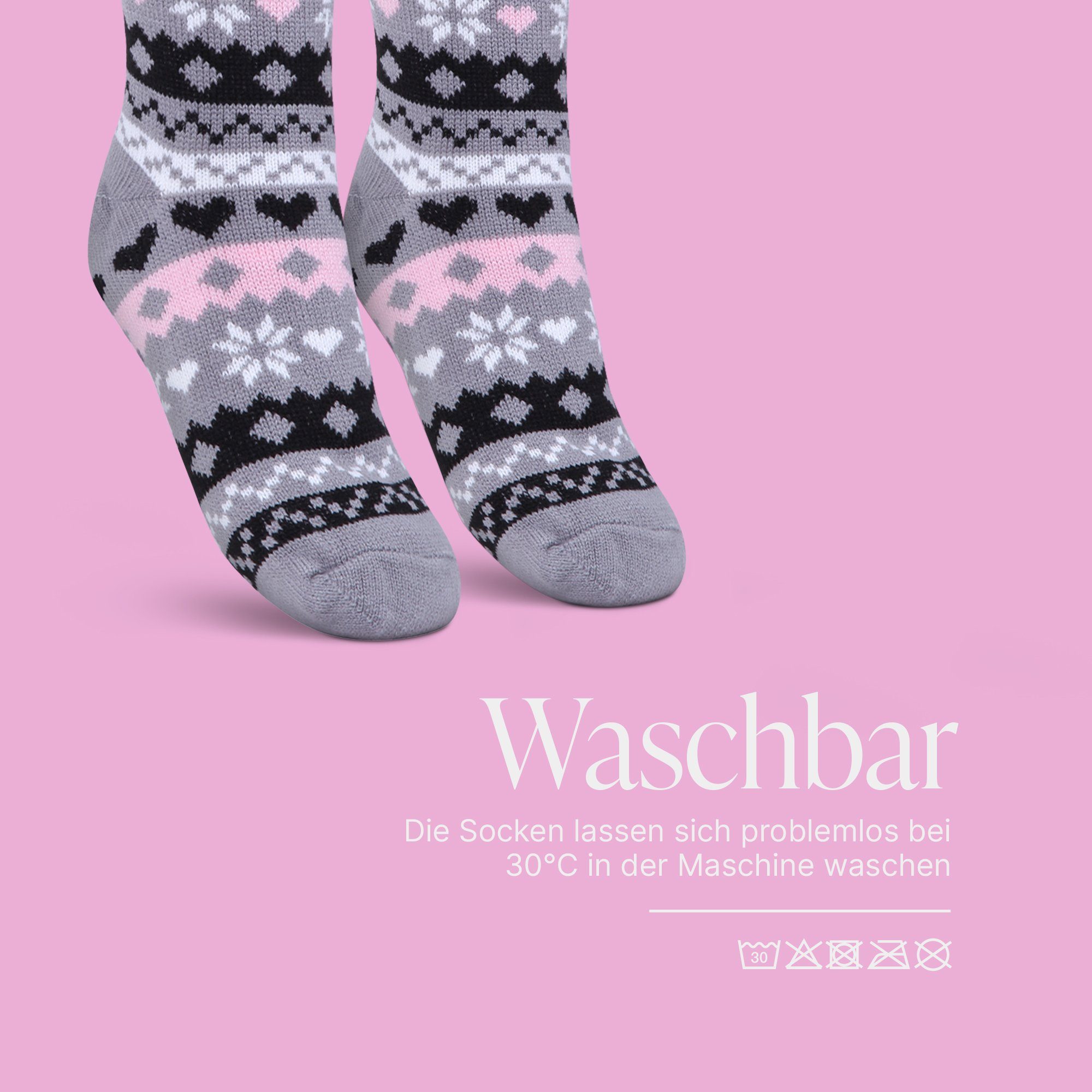 Bestlivings ABS-Socken Socken Teddyfutter, ( Herz Haussocken Grau ) Stoppersocken mit 36-42 plüschig Hüttensocken Hüttensocken (1-Paar)
