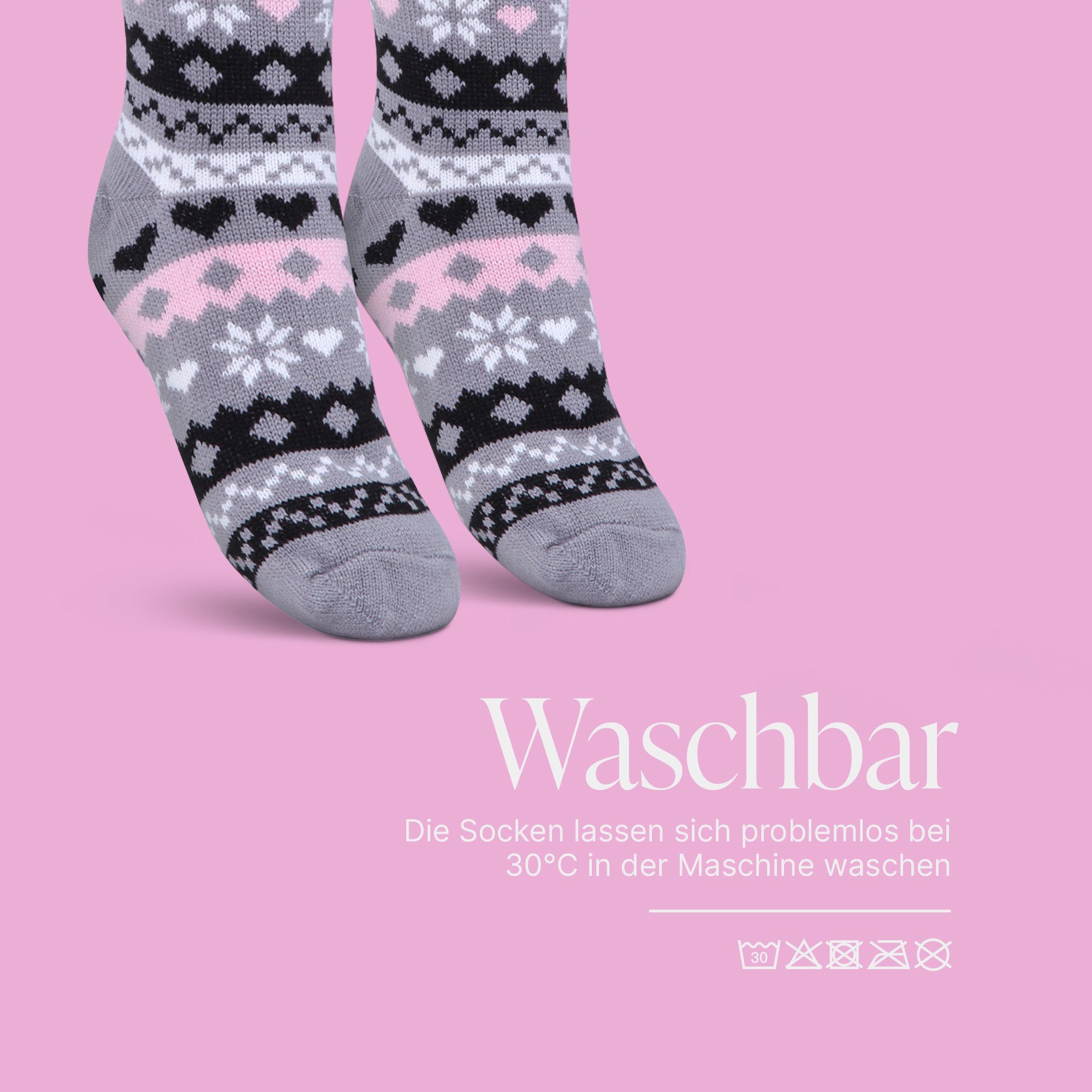 36-42 Hüttensocken ABS-Socken Herz ( (1-Paar) Teddyfutter, Bestlivings Grau ) mit Hüttensocken plüschig Stoppersocken Socken Haussocken