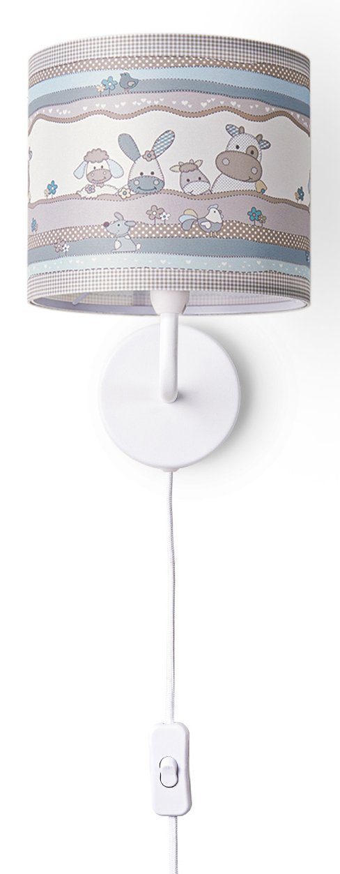 Tier-Motiv Home Cosmo âˆ…18cm Schalter 210, 3m Paco E14 Wandlampe Kinderlampe ohne Leuchtmittel, Wandleuchte Kabel Beige