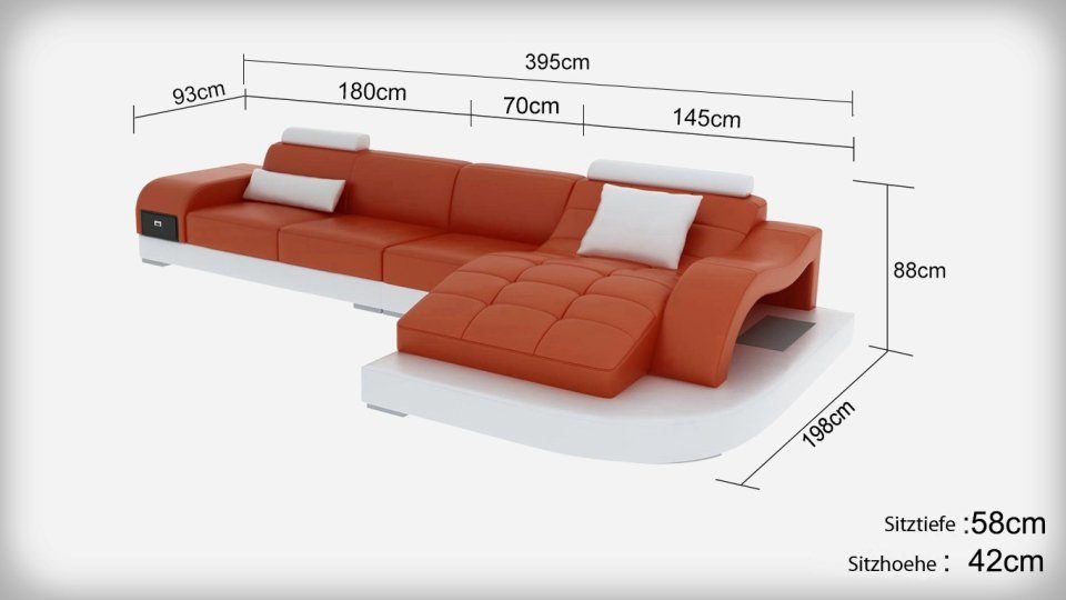 Ecksofa, Luxus Eck Couch Couchen JVmoebel Ecke Sofas Polster Sofa Wohnlandschaft Leder